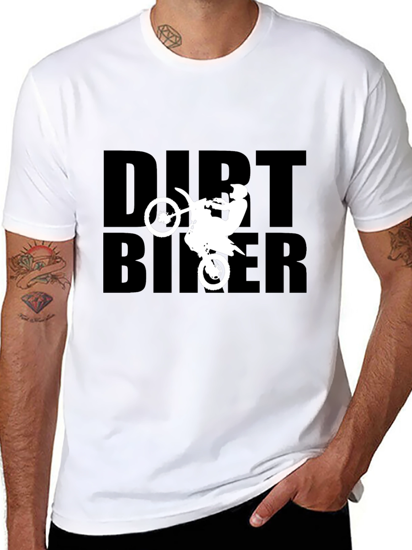 Black Dirt Biker Graphic Tee - Black Cotton T-Shirt view 8