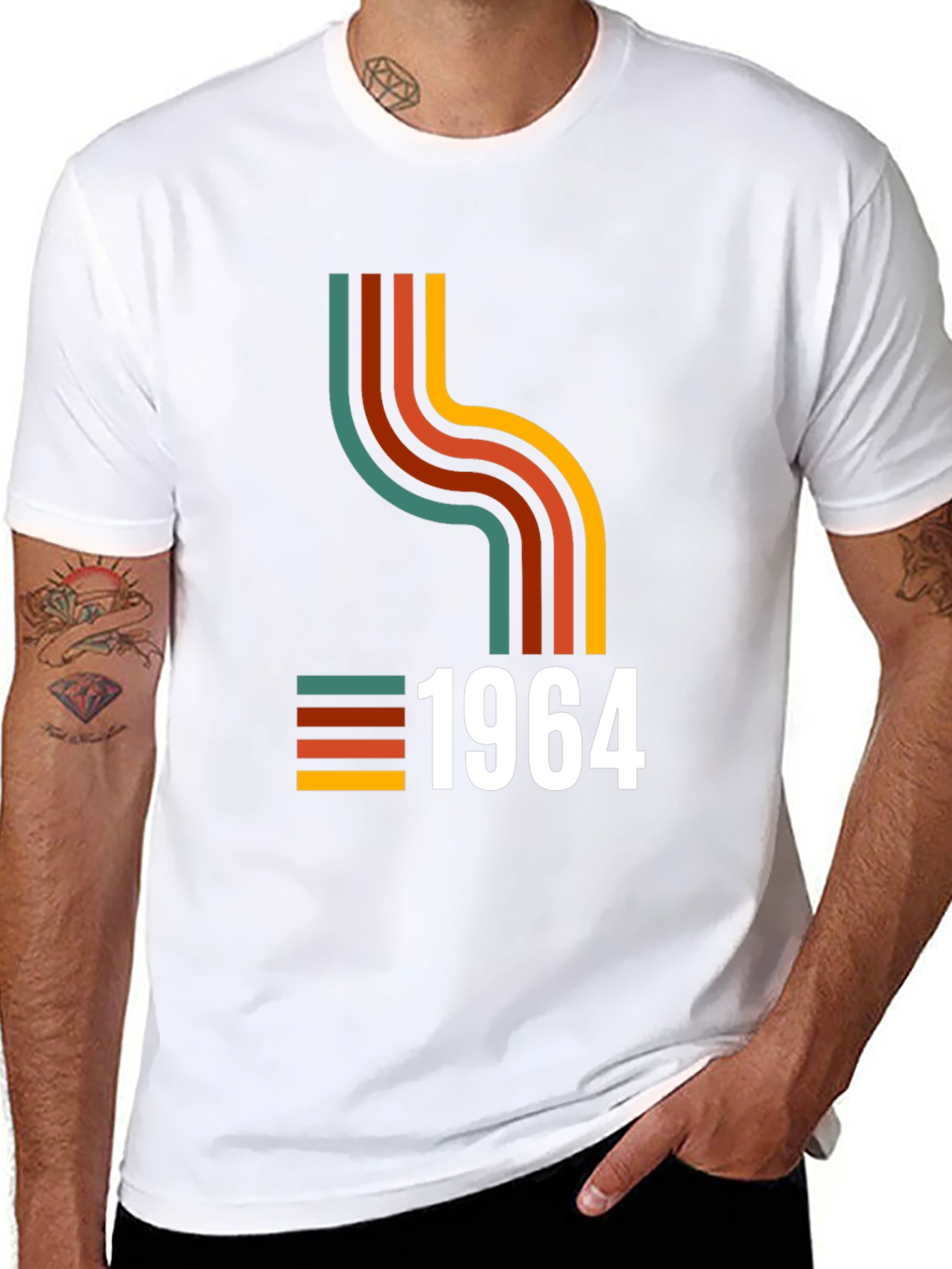 Black Retro 1964 Graphic Tee - Vintage Birthday Shirt view 8