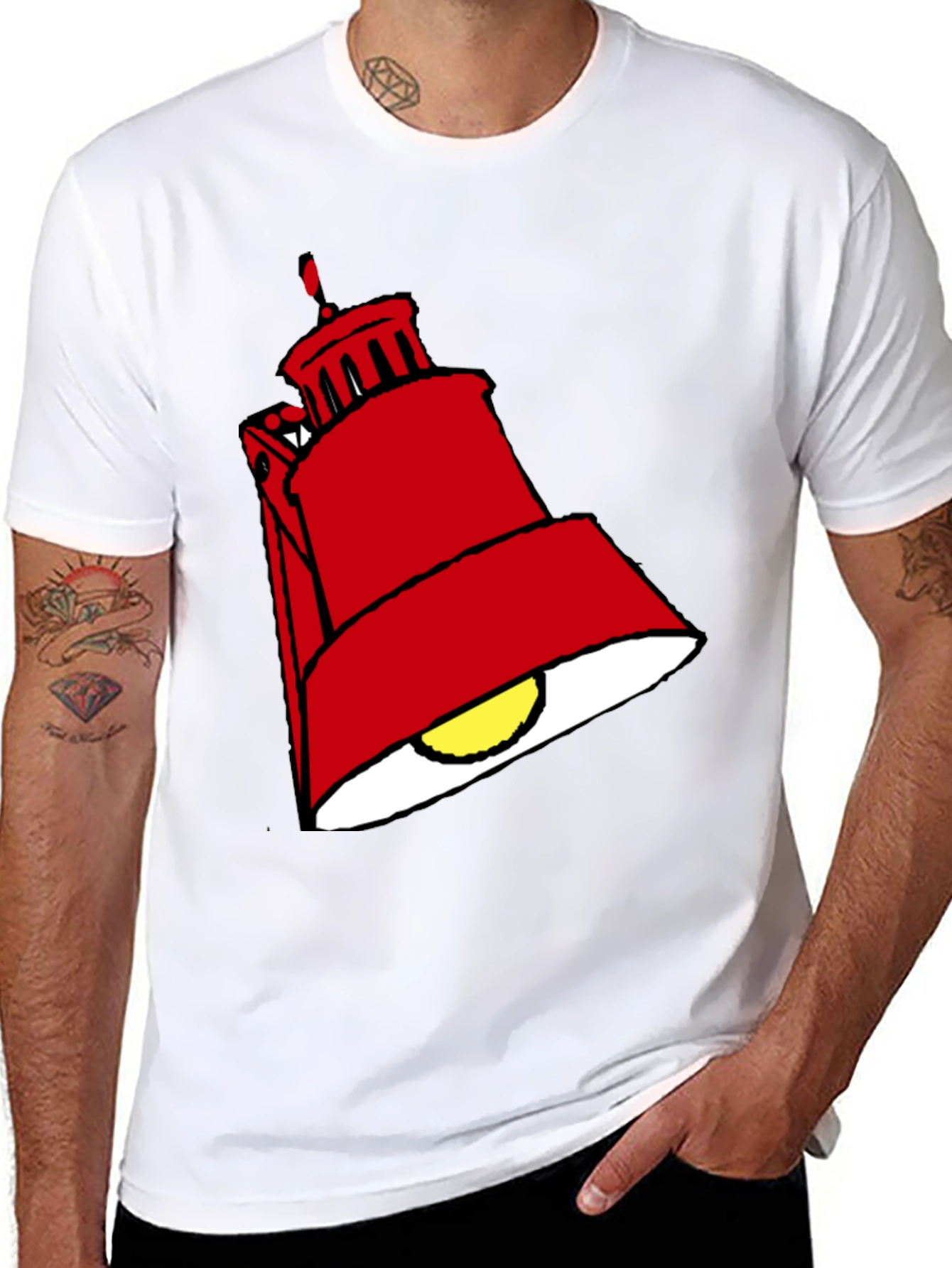 Black Red Lamp Graphic Black T-Shirt view 8