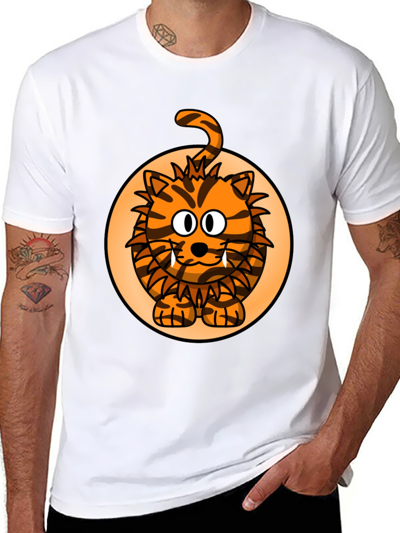 Black Cartoon Tiger Graphic Tee - Fun Animal Print Shirt view 8