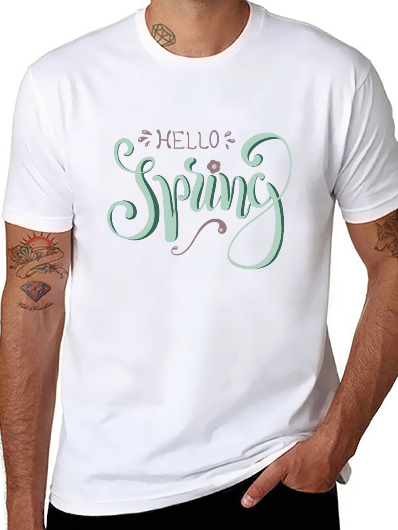 Black Hello Spring Graphic Tee - Black view 8