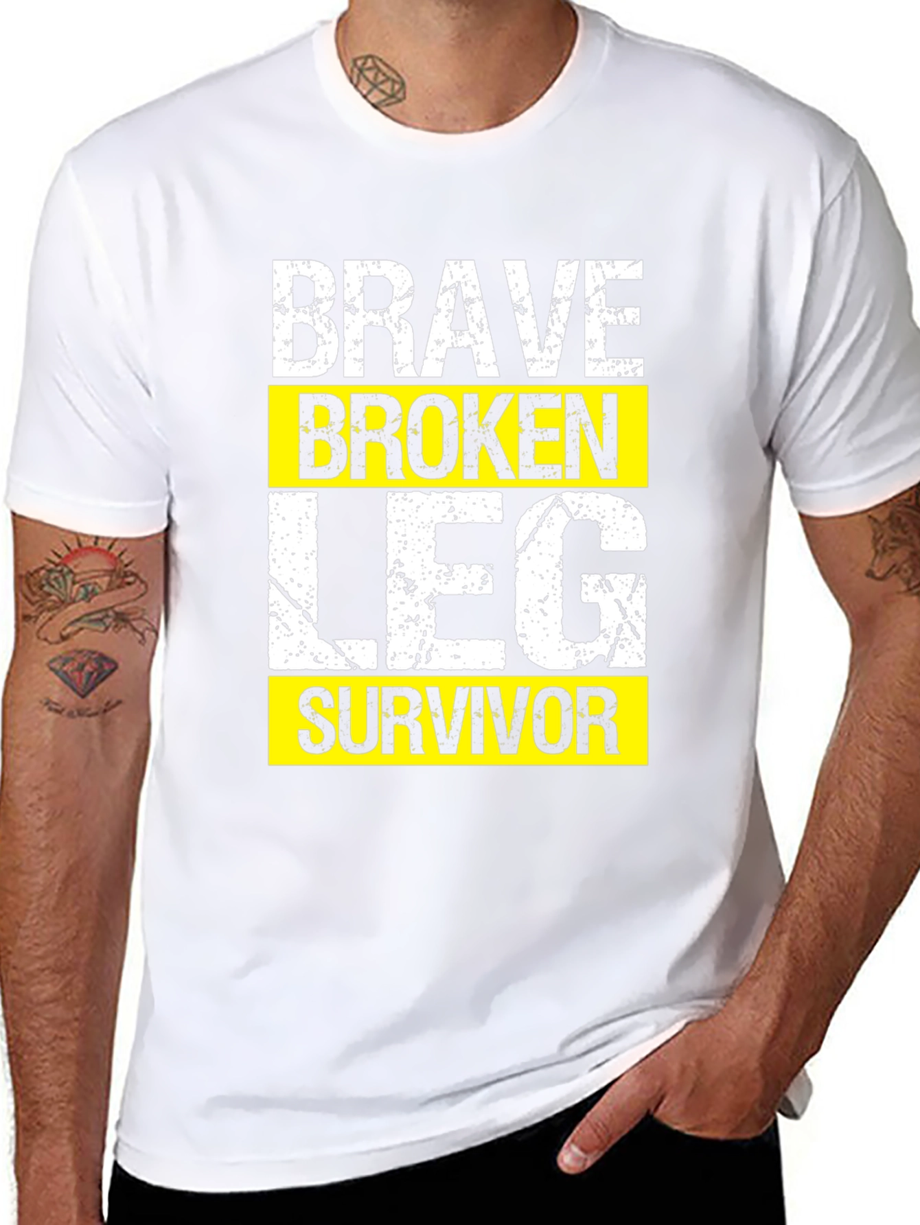 Black Brave Broken Leg Survivor Graphic T-Shirt view 8