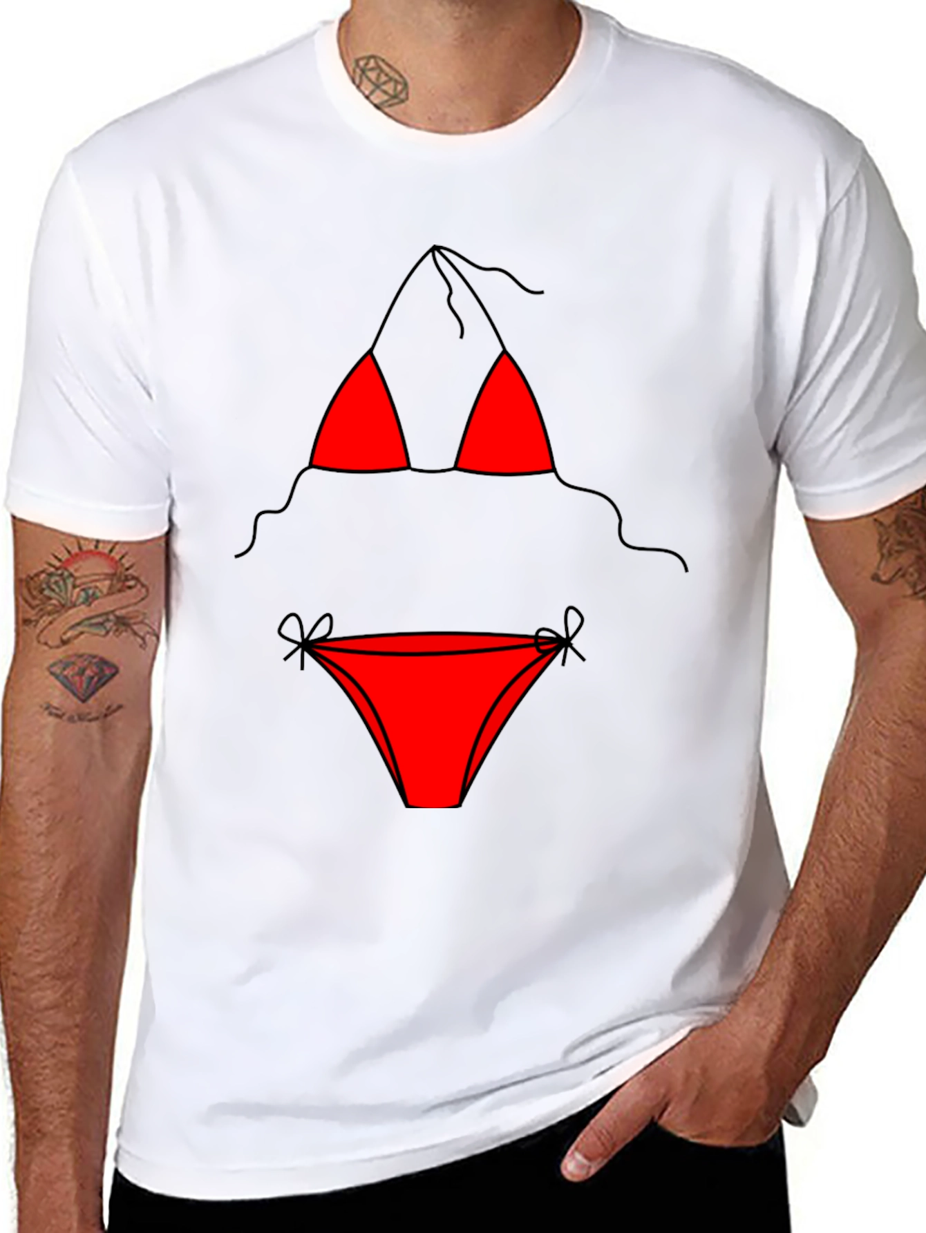 Black Funny Bikini T-Shirt - Novelty Graphic Tee view 8