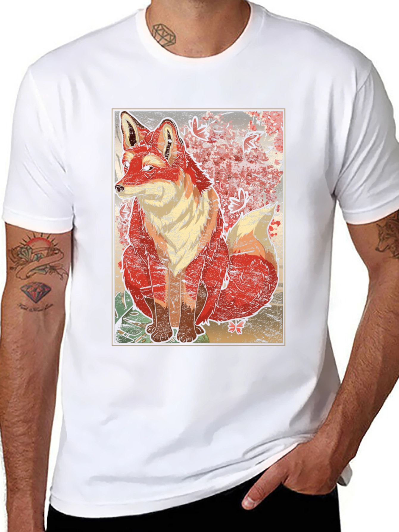 Black Artistic Fox Graphic T-Shirt - Unique Design view 8