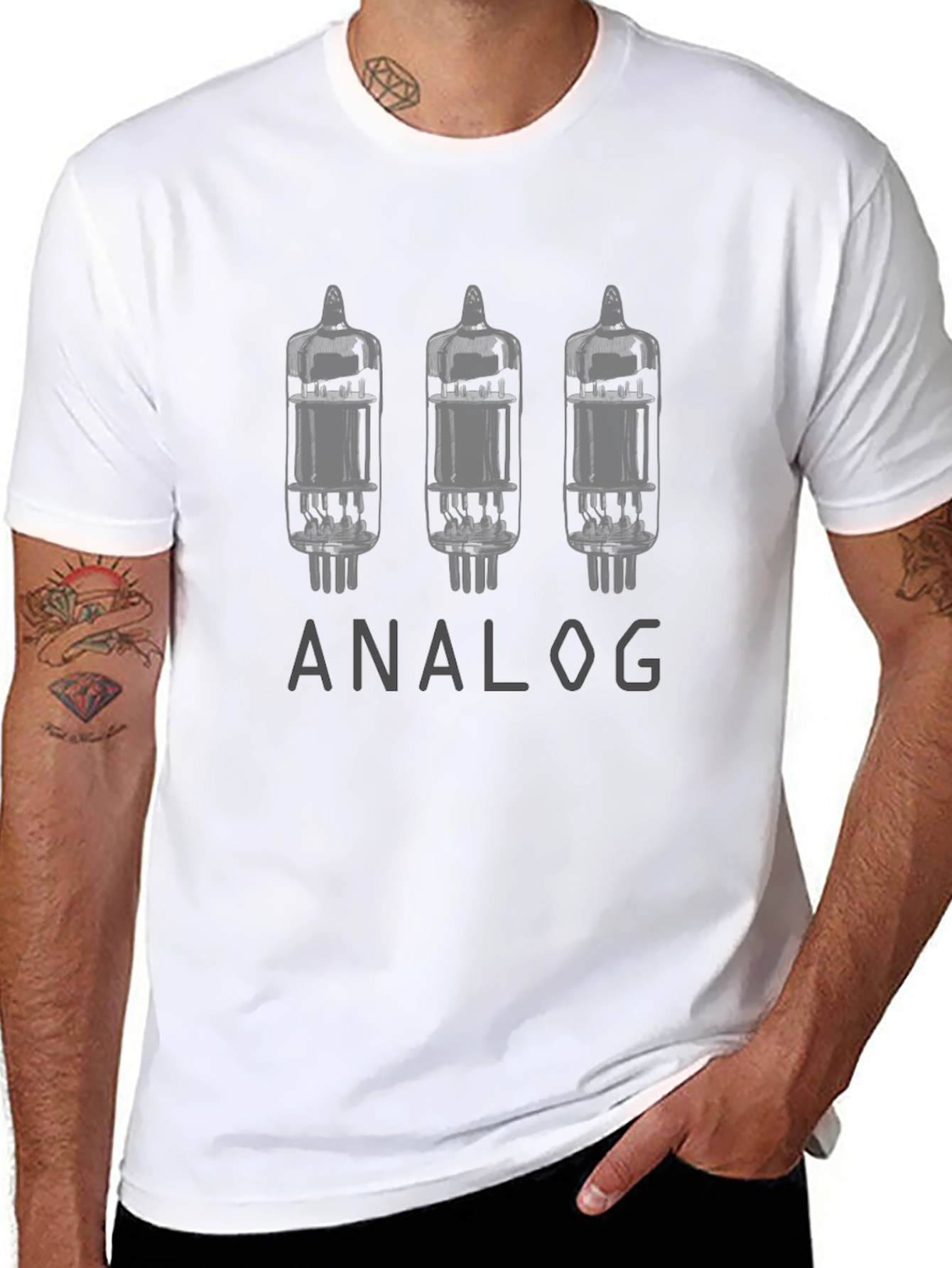 Black Analog Valve Tube T-Shirt - Classic Design view 8