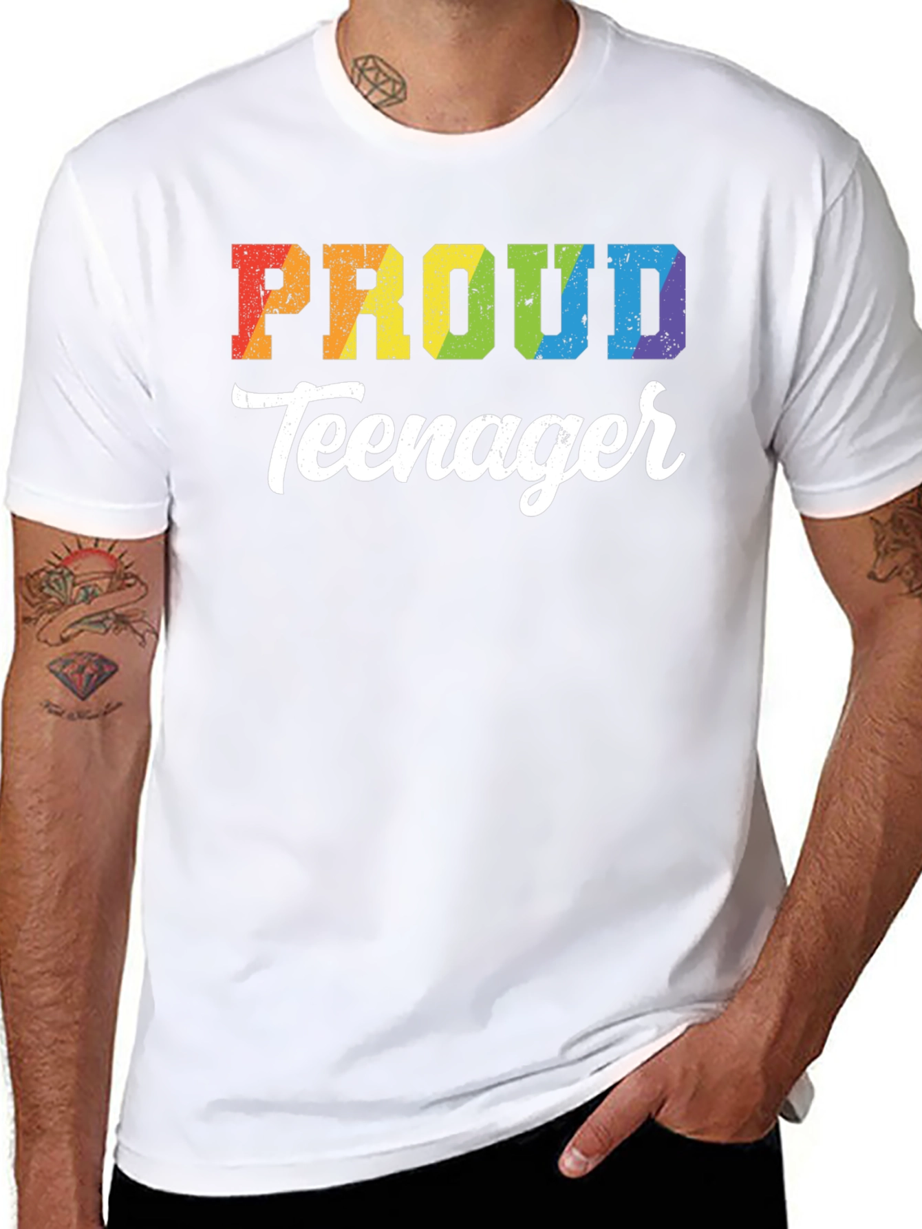 Proud Teenager Rainbow Graphic T-Shirt - 8