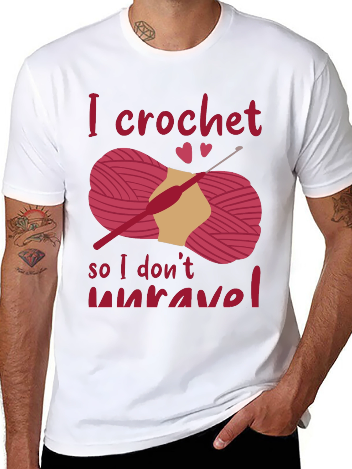 Black I Crochet So I Don't Unravel T-Shirt view 8