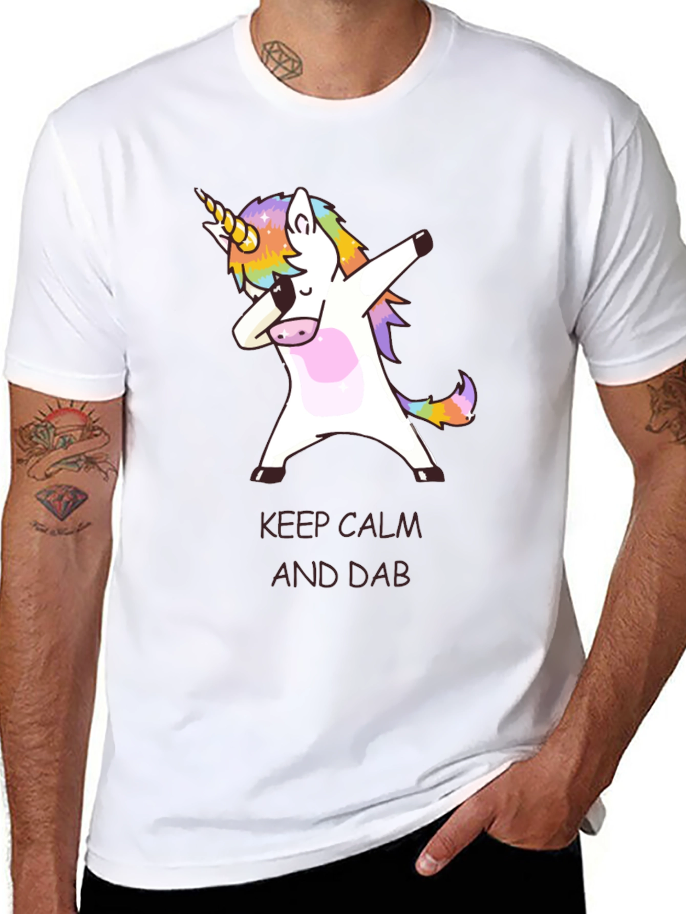 Black Keep Calm and Dab Unicorn T-Shirt  view 8