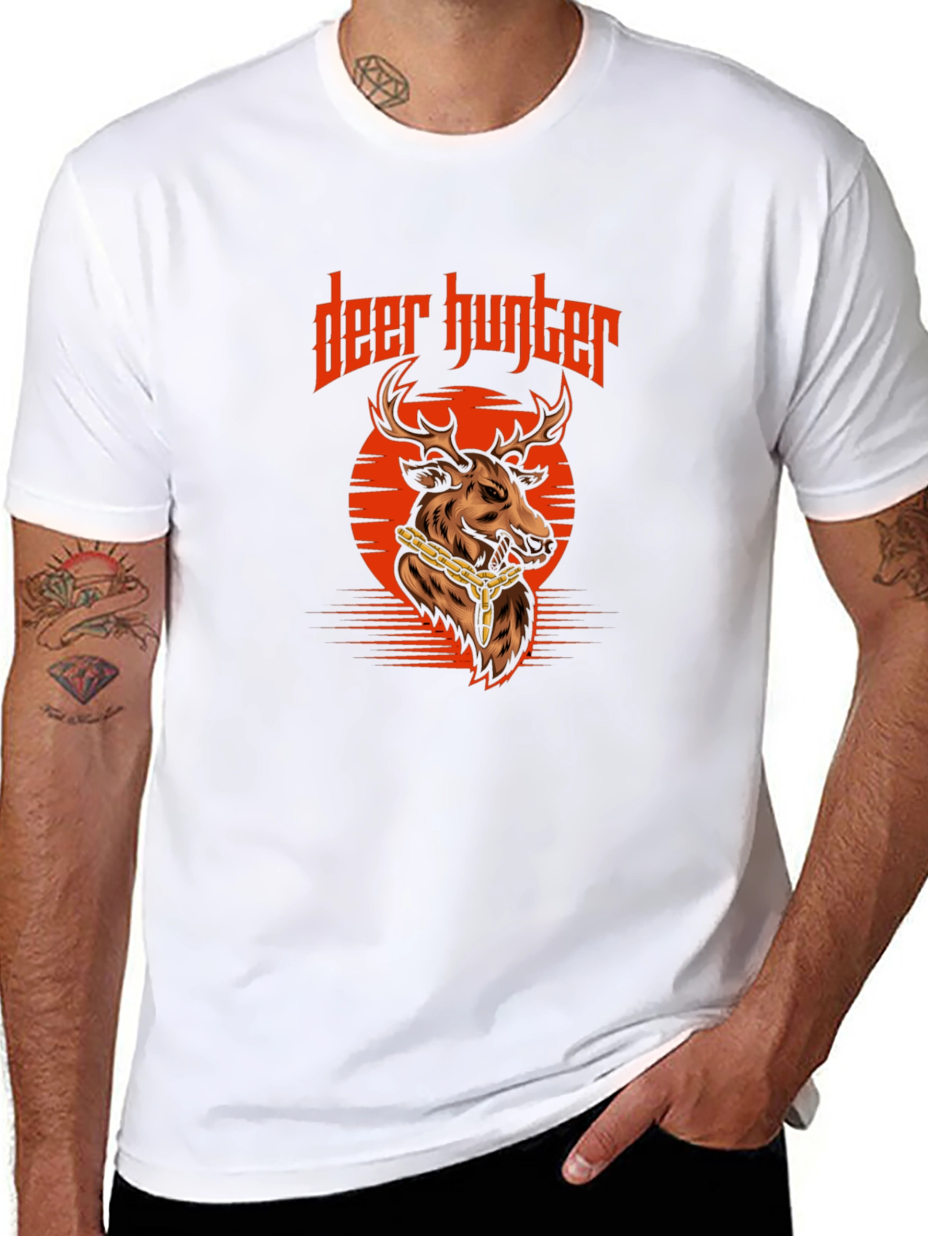 Black Deer Hunter Graphic Tee - Cool Animal Design Shirt view 8