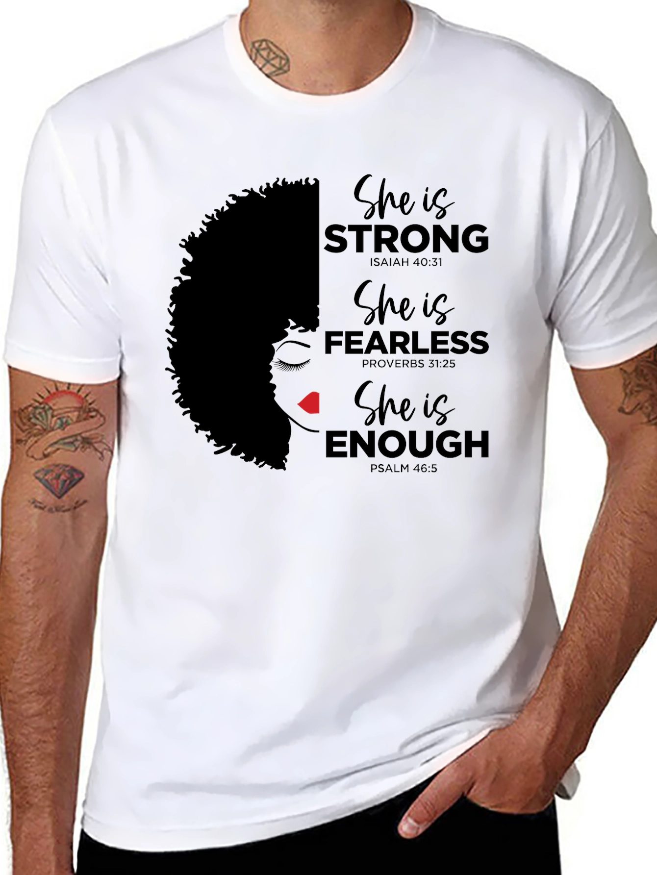 Black Empowered Woman T-Shirt: Strong, Fearless, Enough view 8