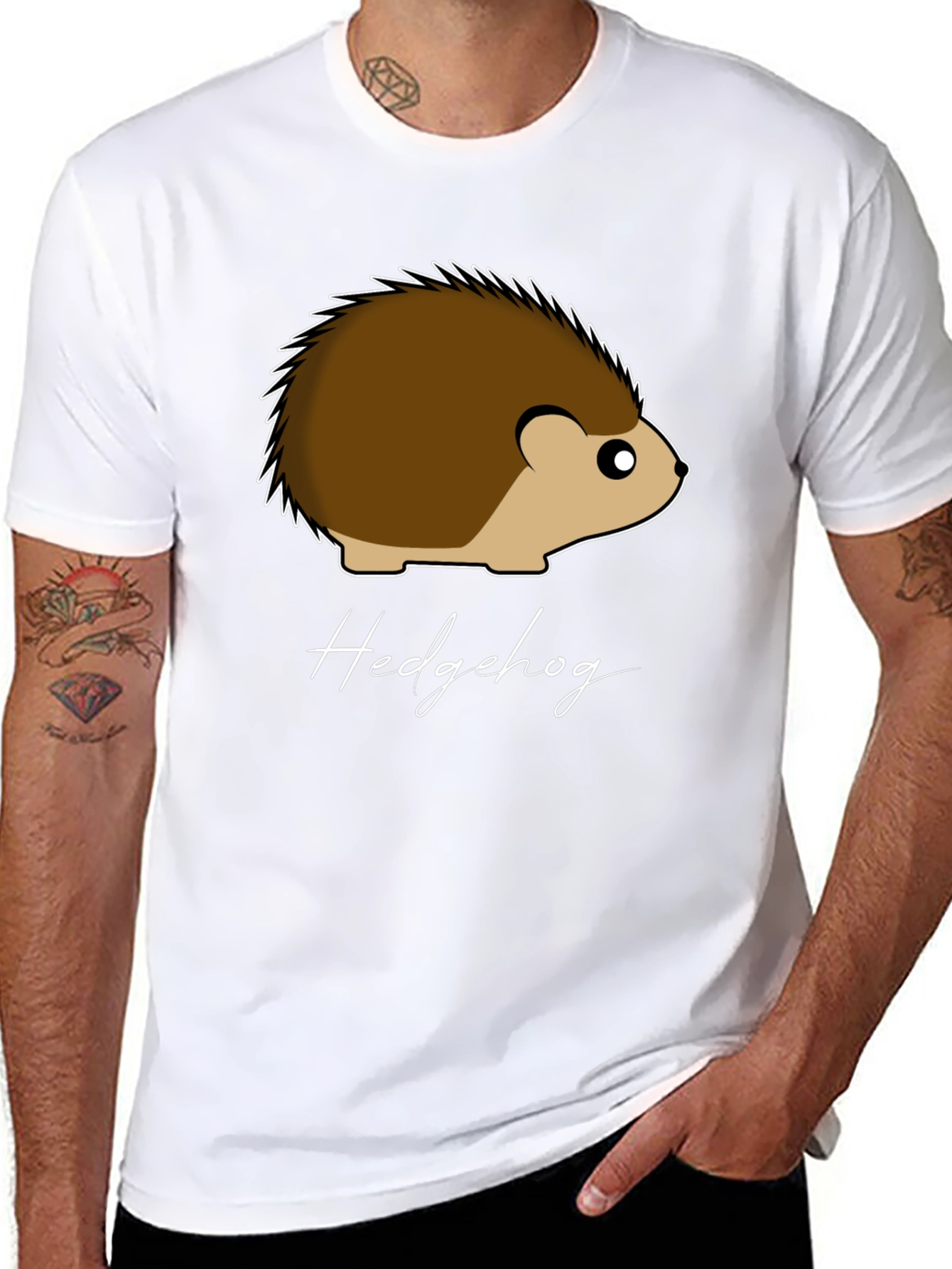 Black Hedgehog Graphic Tee - Soft Cotton Black T-Shirt view 8