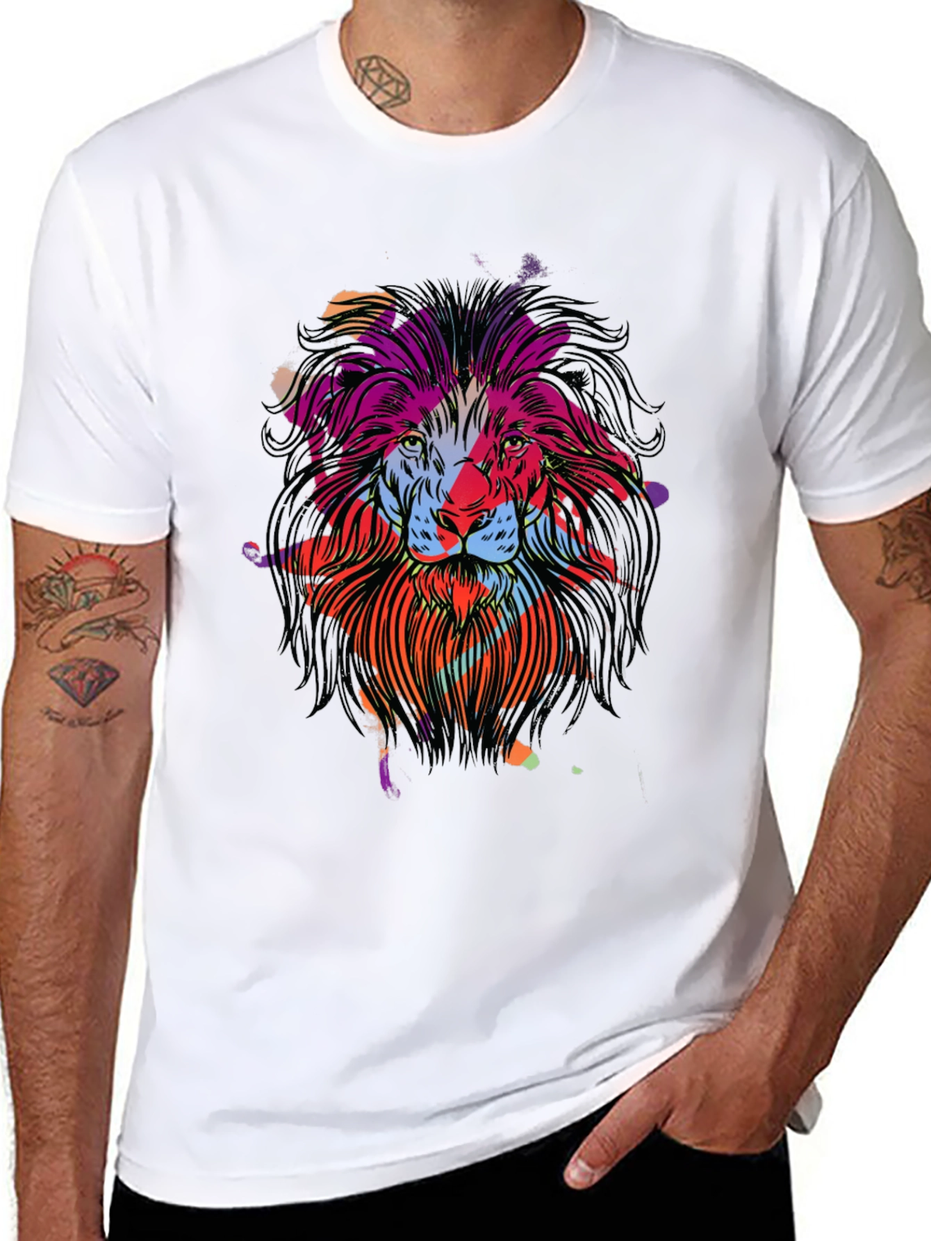 Black Lion Graphic Black T-Shirt view 8