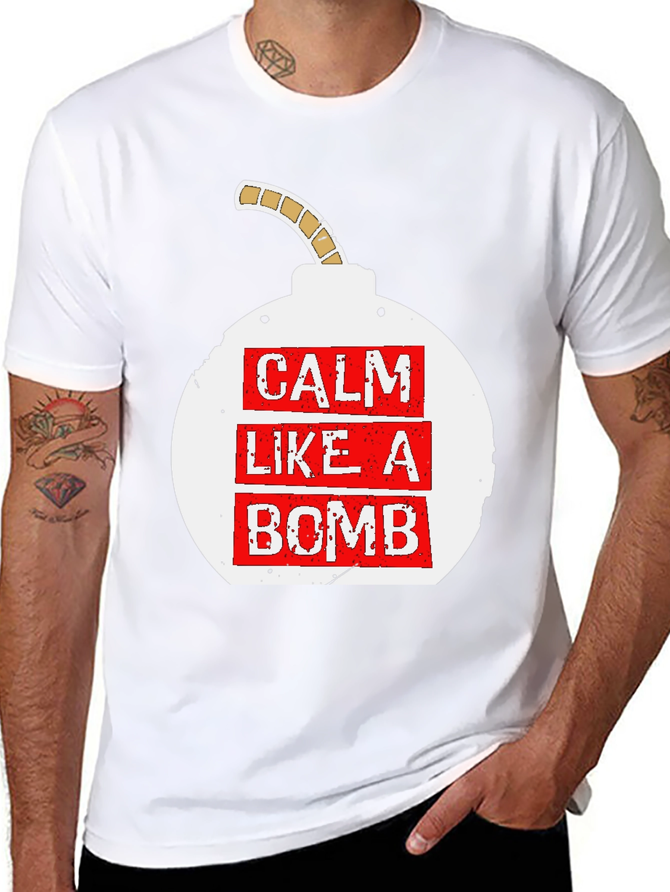 Black Calm Like A Bomb Graphic Tee view 8