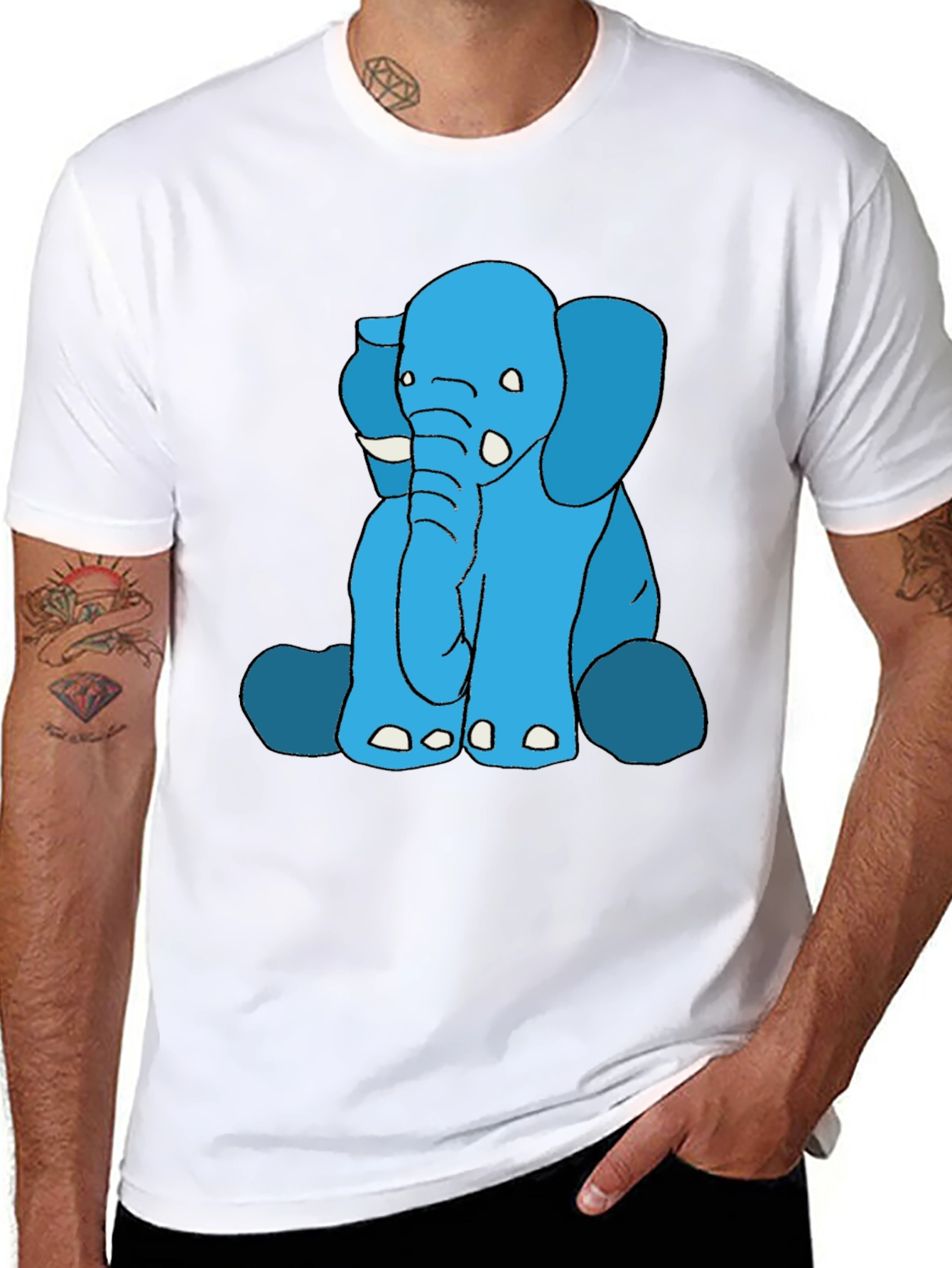 Black Elephant Graphic Tee - Black Cotton Blend view 8