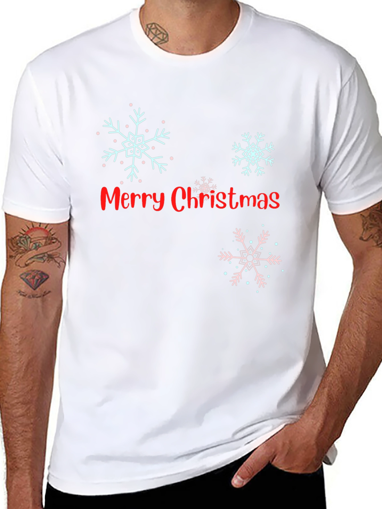 Black Merry Christmas Snowflake Graphic Tee view 8