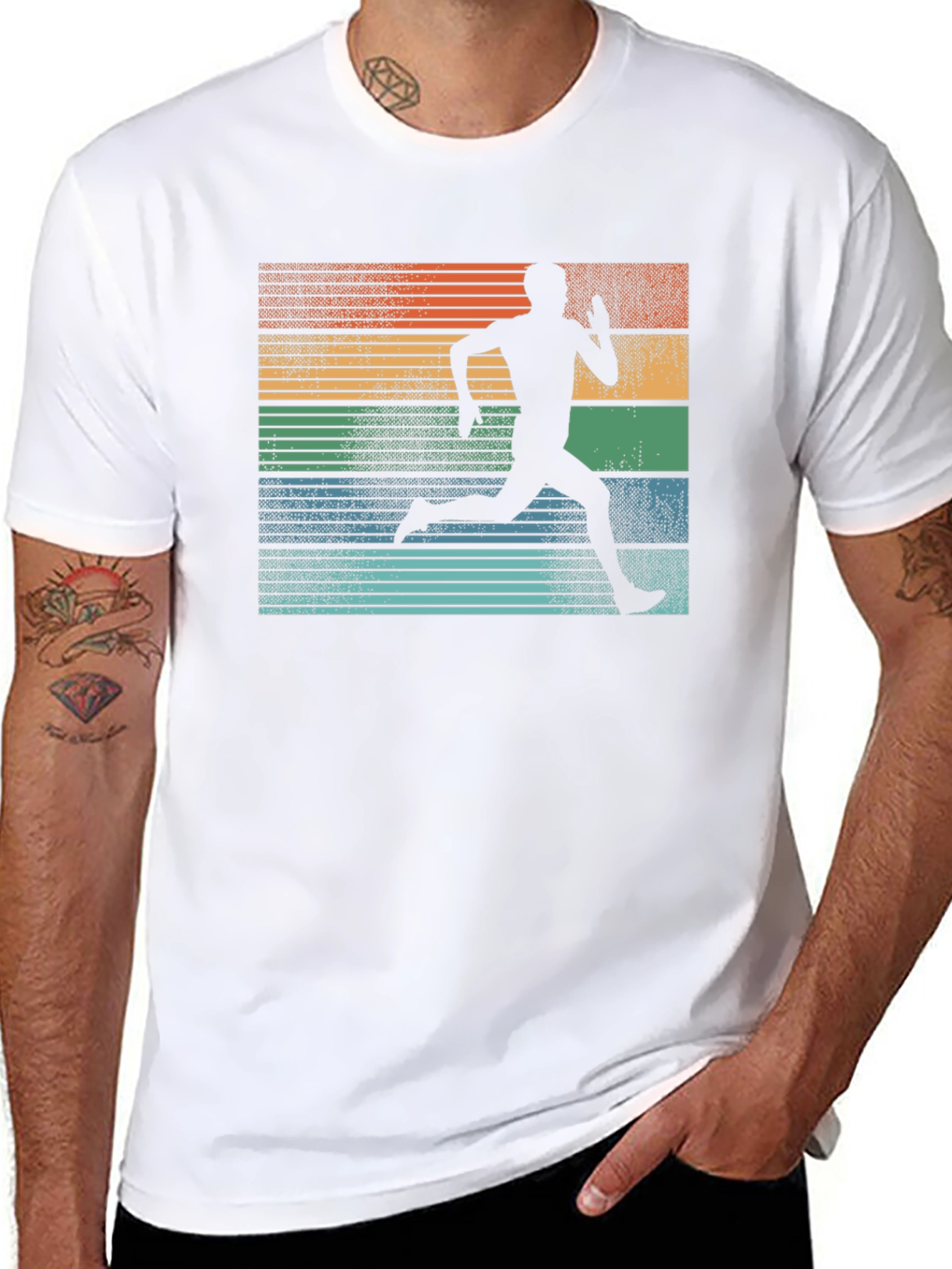Black Retro Runner Graphic Tee view 8