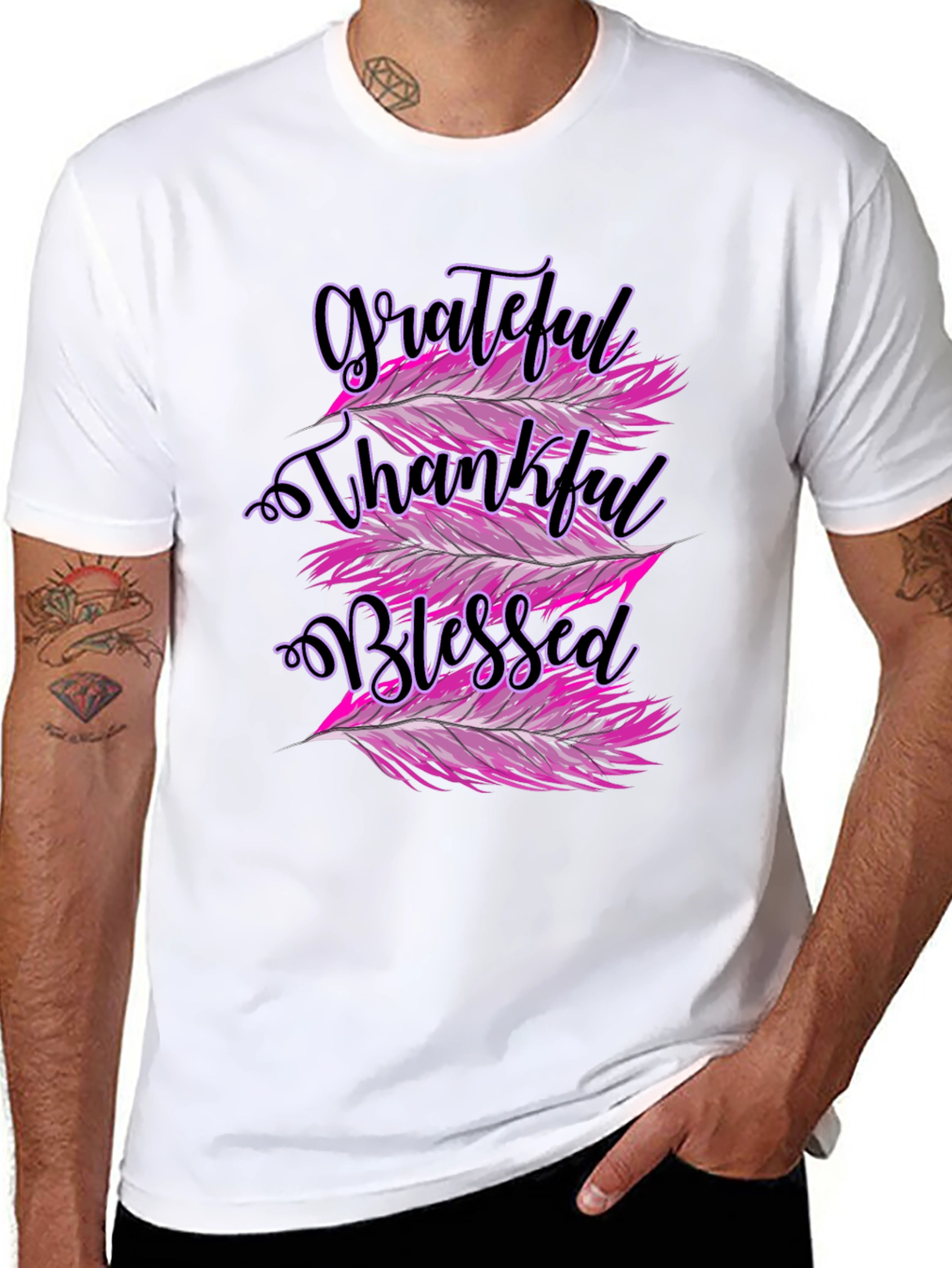 Black Grateful Thankful Blessed Graphic Tee view 8