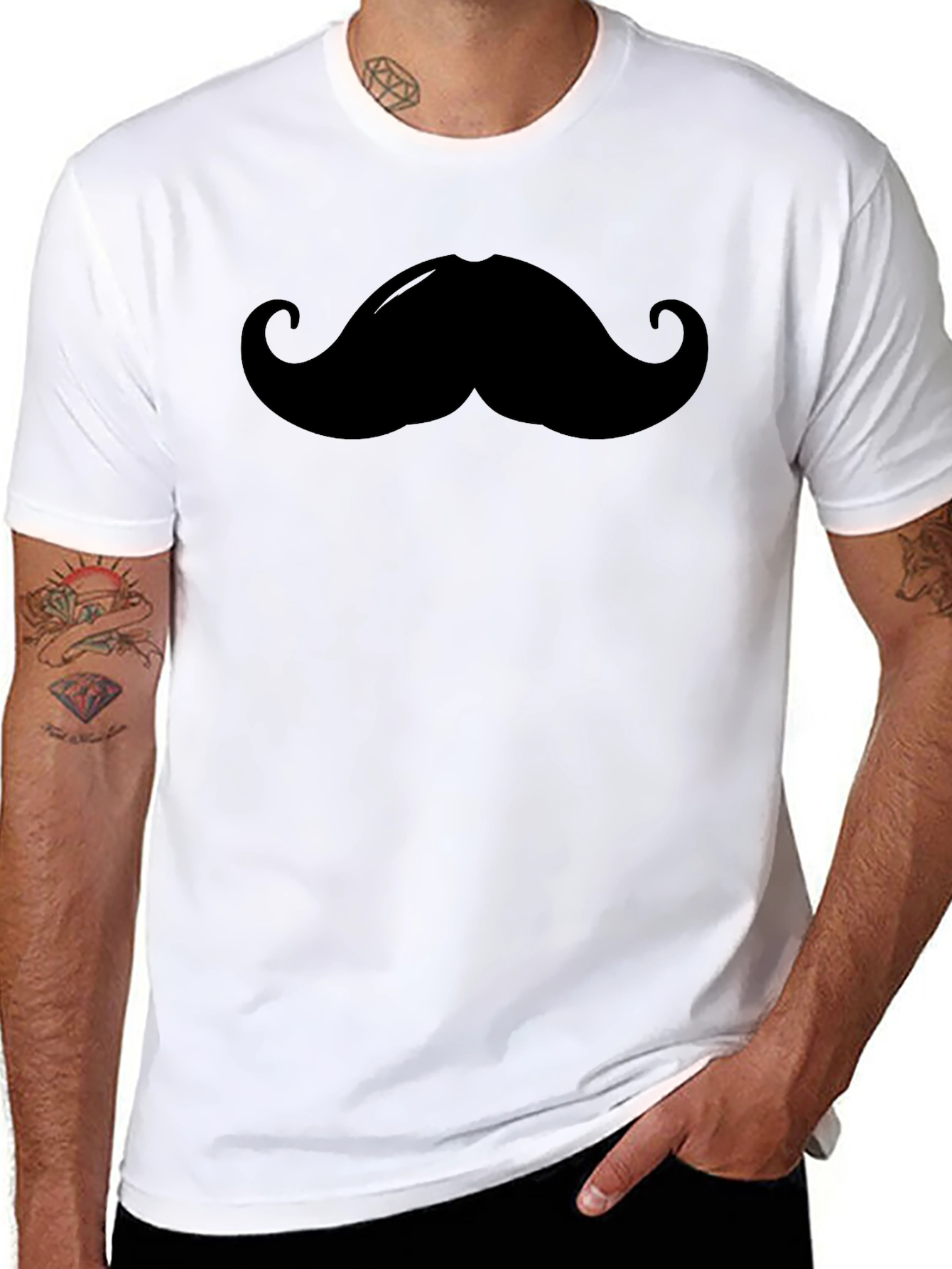 Black Mustache Graphic Tee - Comfy Black T-Shirt view 8