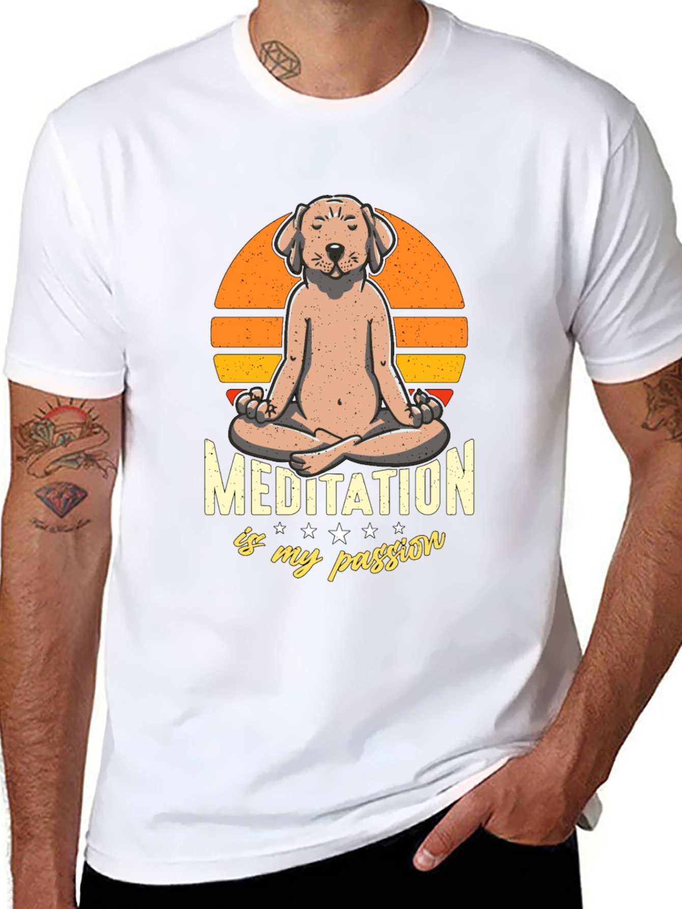 Black Meditating Dog T-Shirt - Find Your Zen view 8