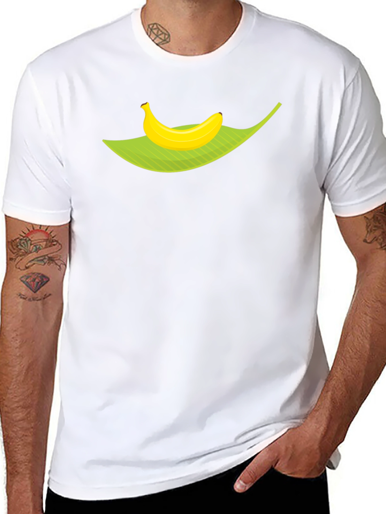 Black Banana Leaf Graphic Tee - Tropical Fruit Humor Shirt view 8