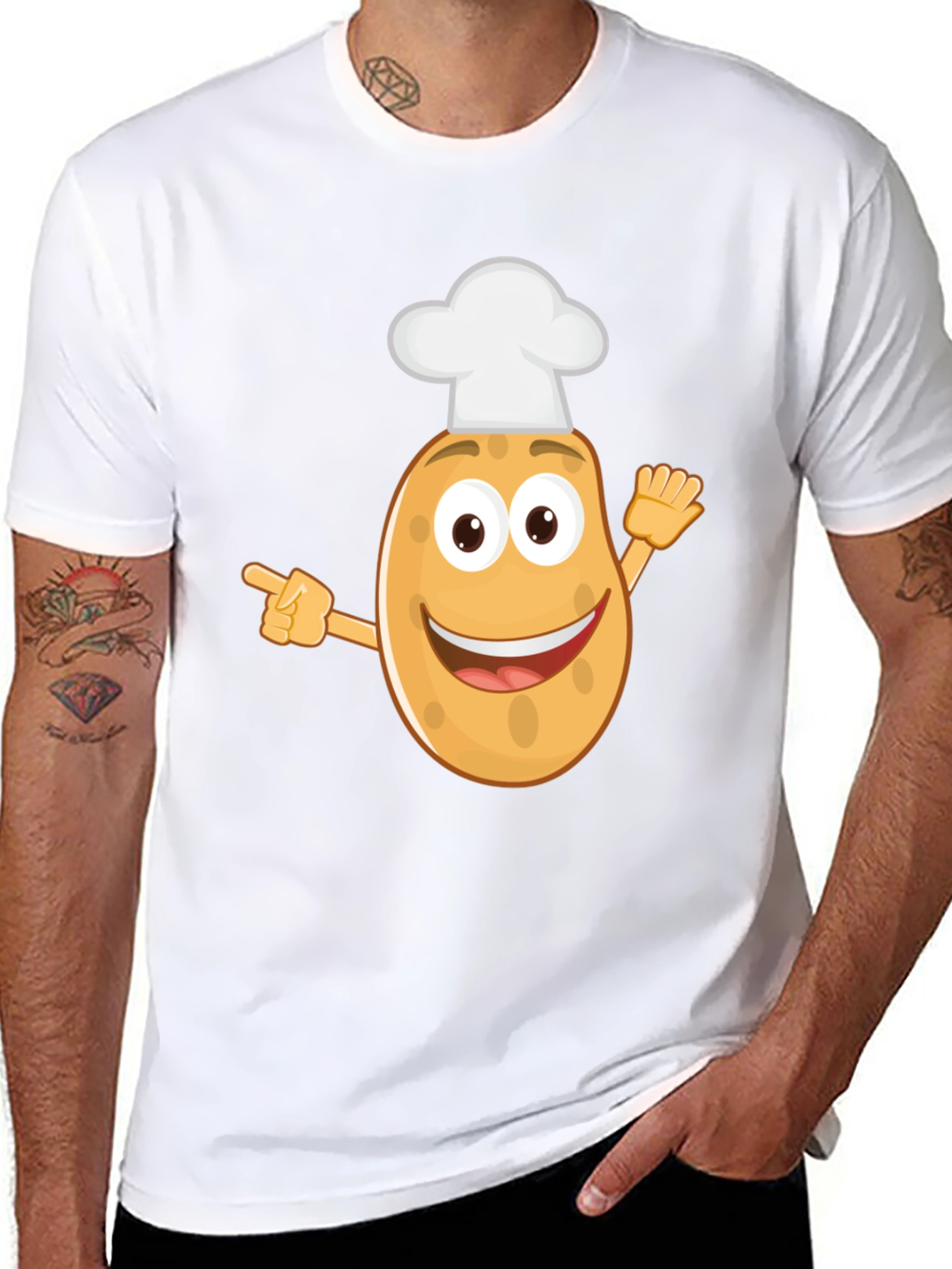 Black Funny Potato Chef T-Shirt view 8