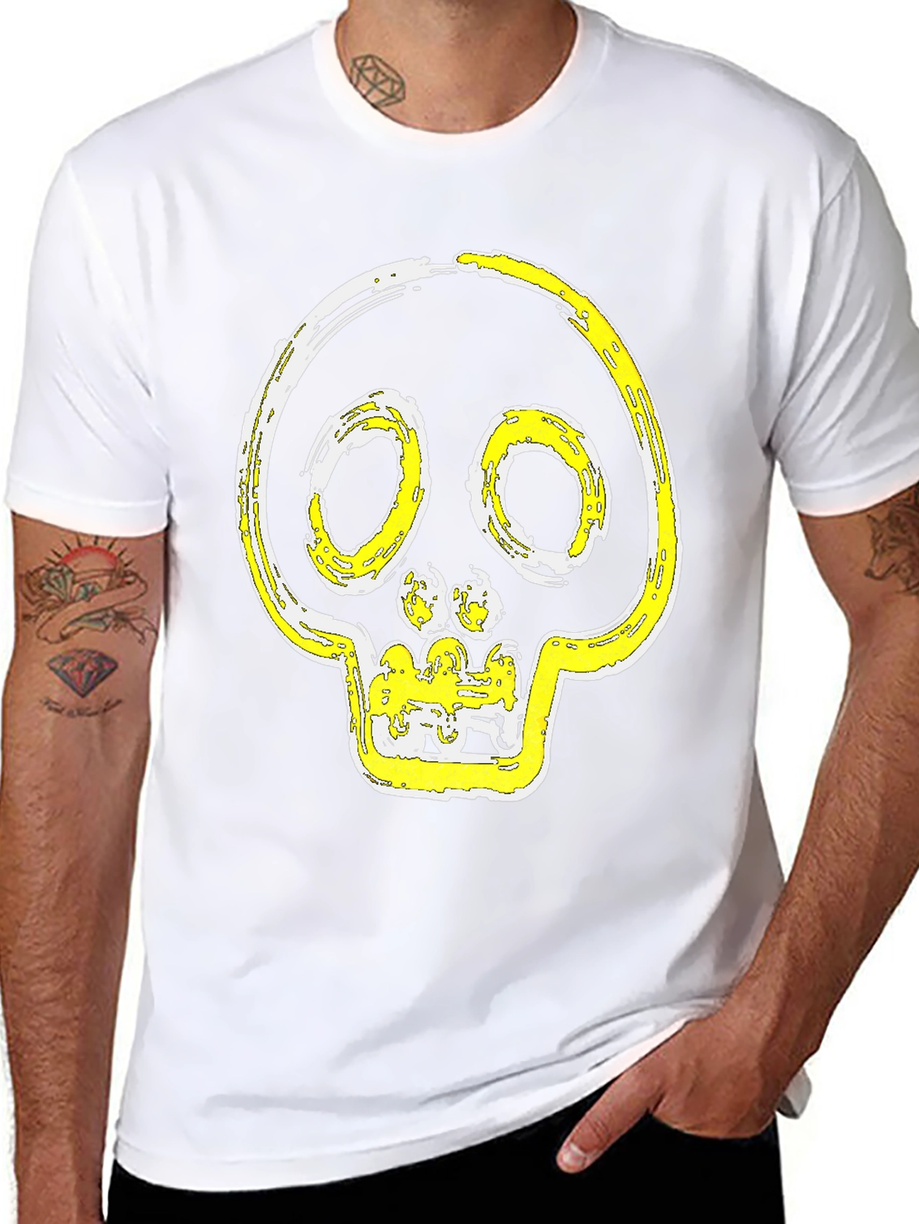 Black Skull Graphic Print T-Shirt - Modern Casual Tee view 8