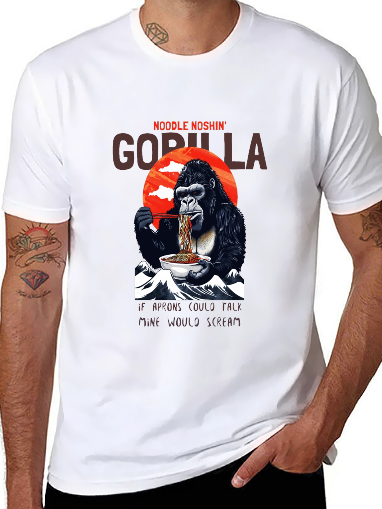 Black Noodle Noshing Gorilla T-Shirt view 8