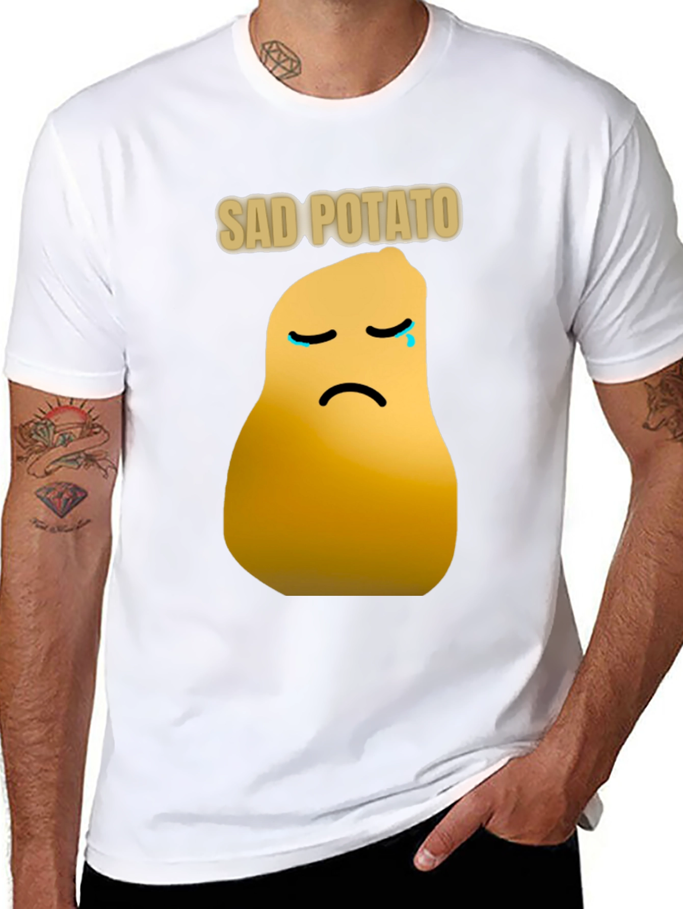 Black Sad Potato Graphic T-Shirt - Unisex Cotton Tee view 8