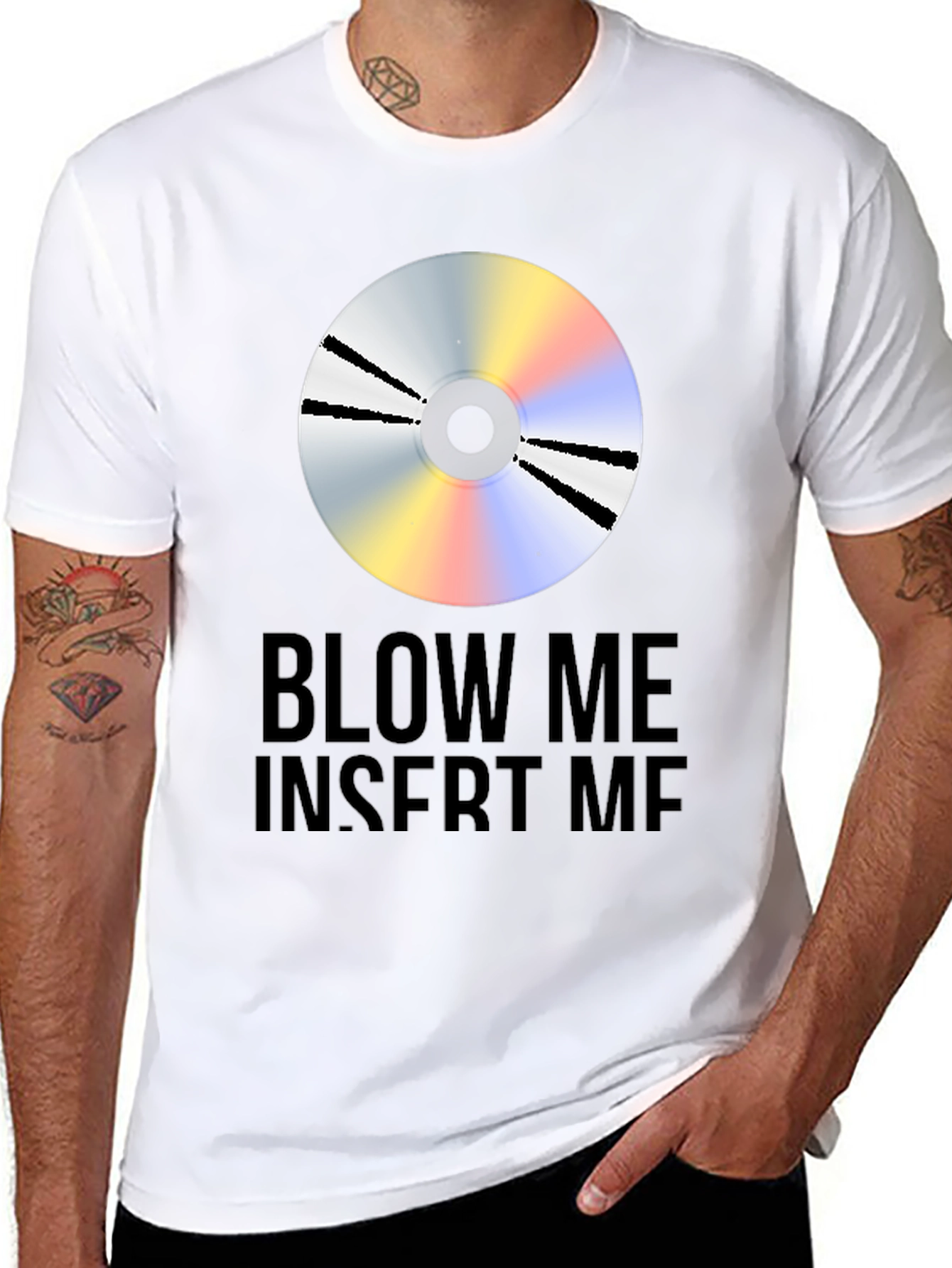 Black "Blow Me Insert Me" Graphic Tee view 8