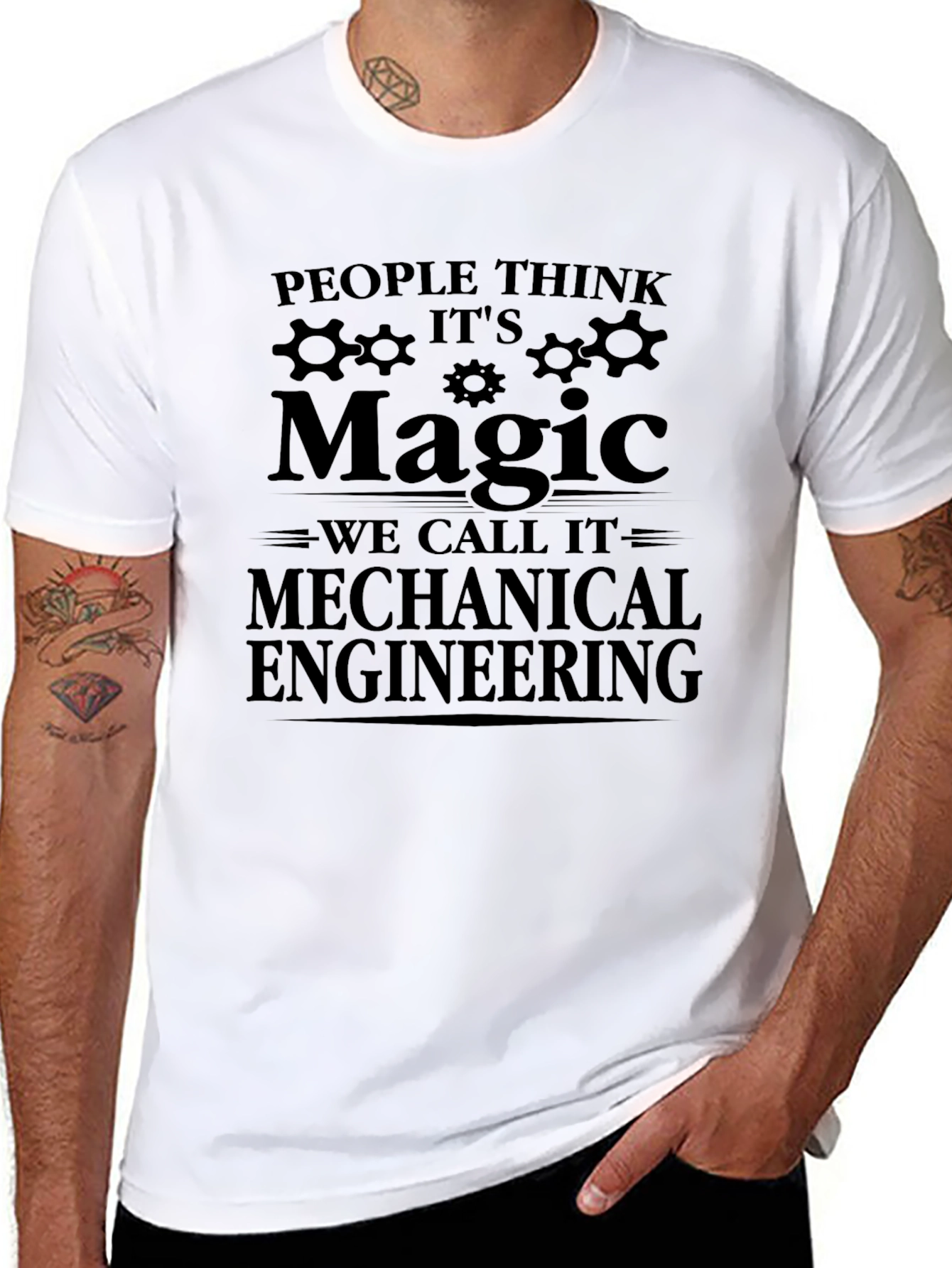 Black Mechanical Engineering Magic Funny T-Shirt view 8