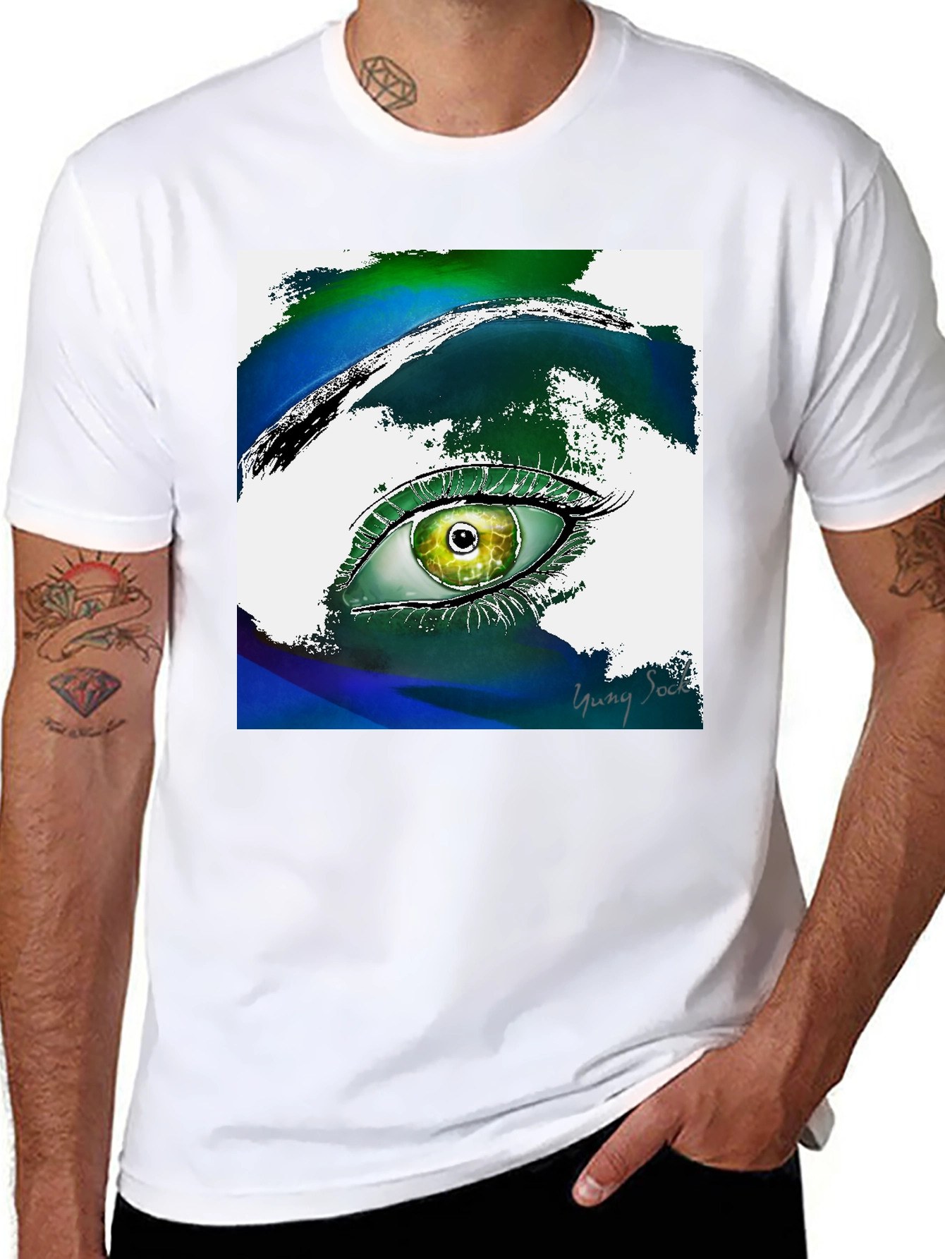 Black Eye Art T-Shirt - Artistic Graphic Tee view 8
