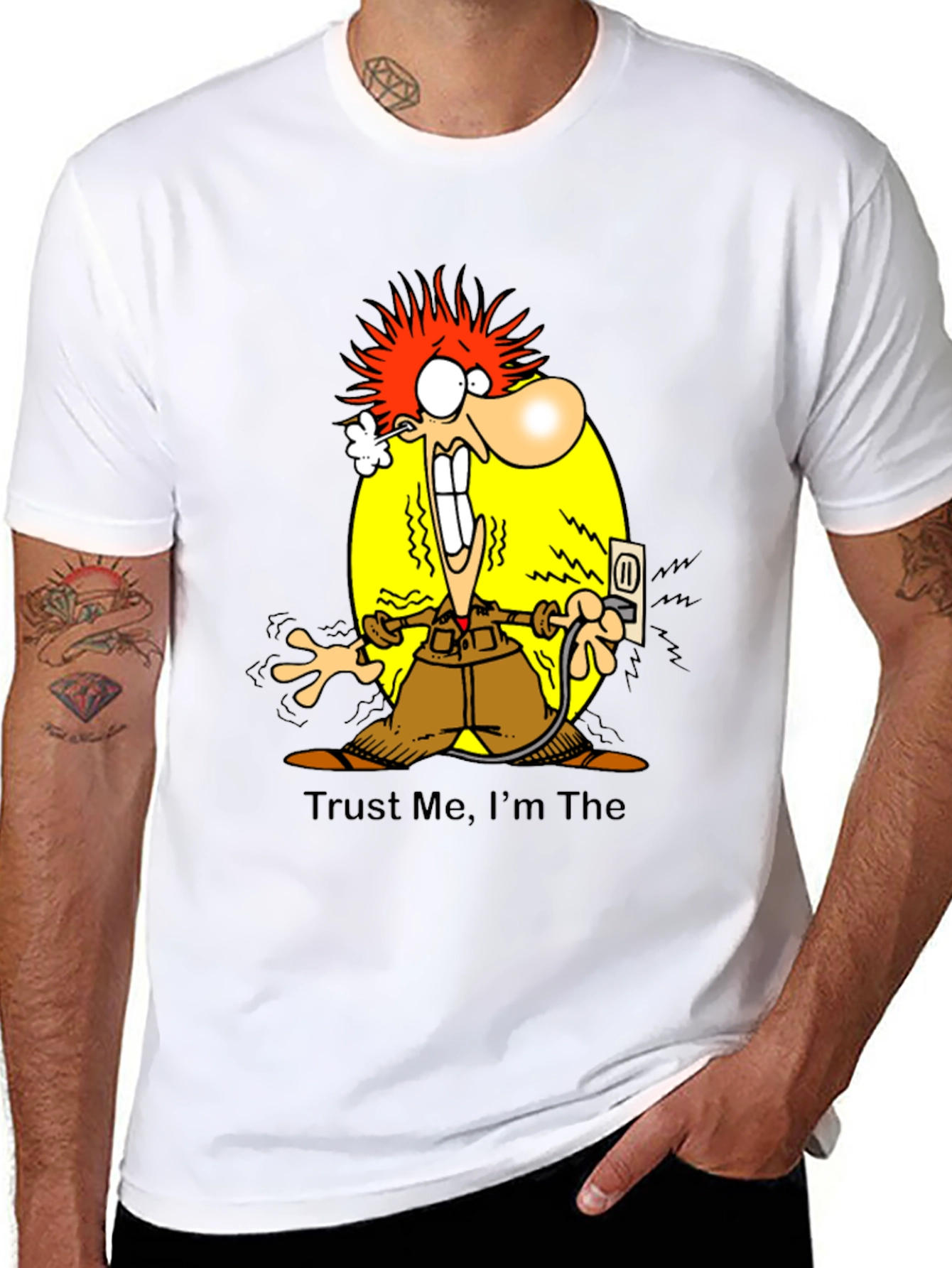 Black Trust Me, I'm The Electrician Funny T-Shirt view 8