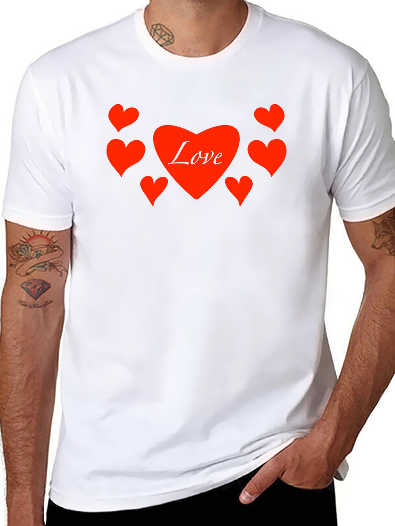 Black Love Heart Graphic Black T-Shirt view 8