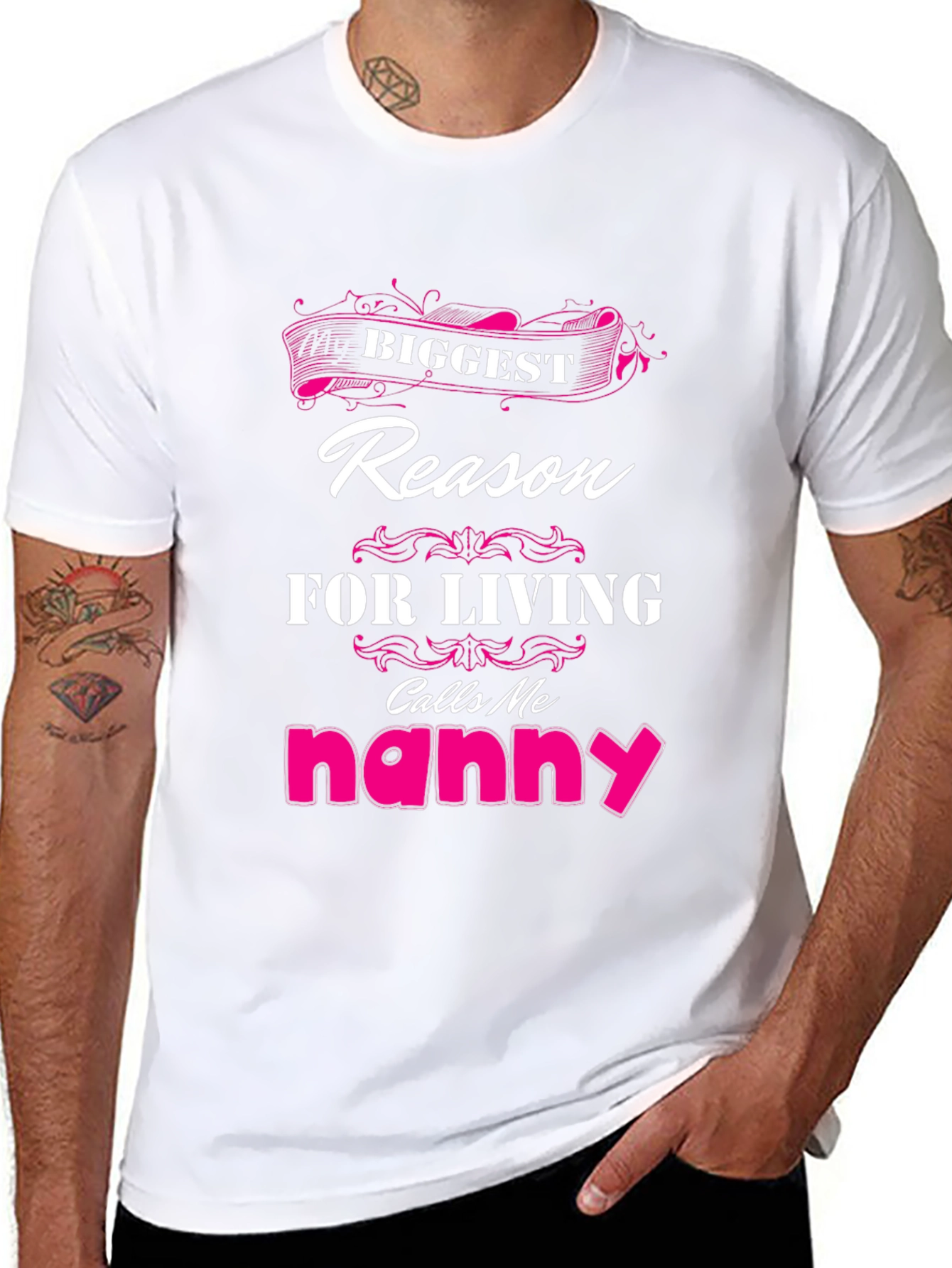 Black Biggest Reason For Living Nanny T-Shirt view 8