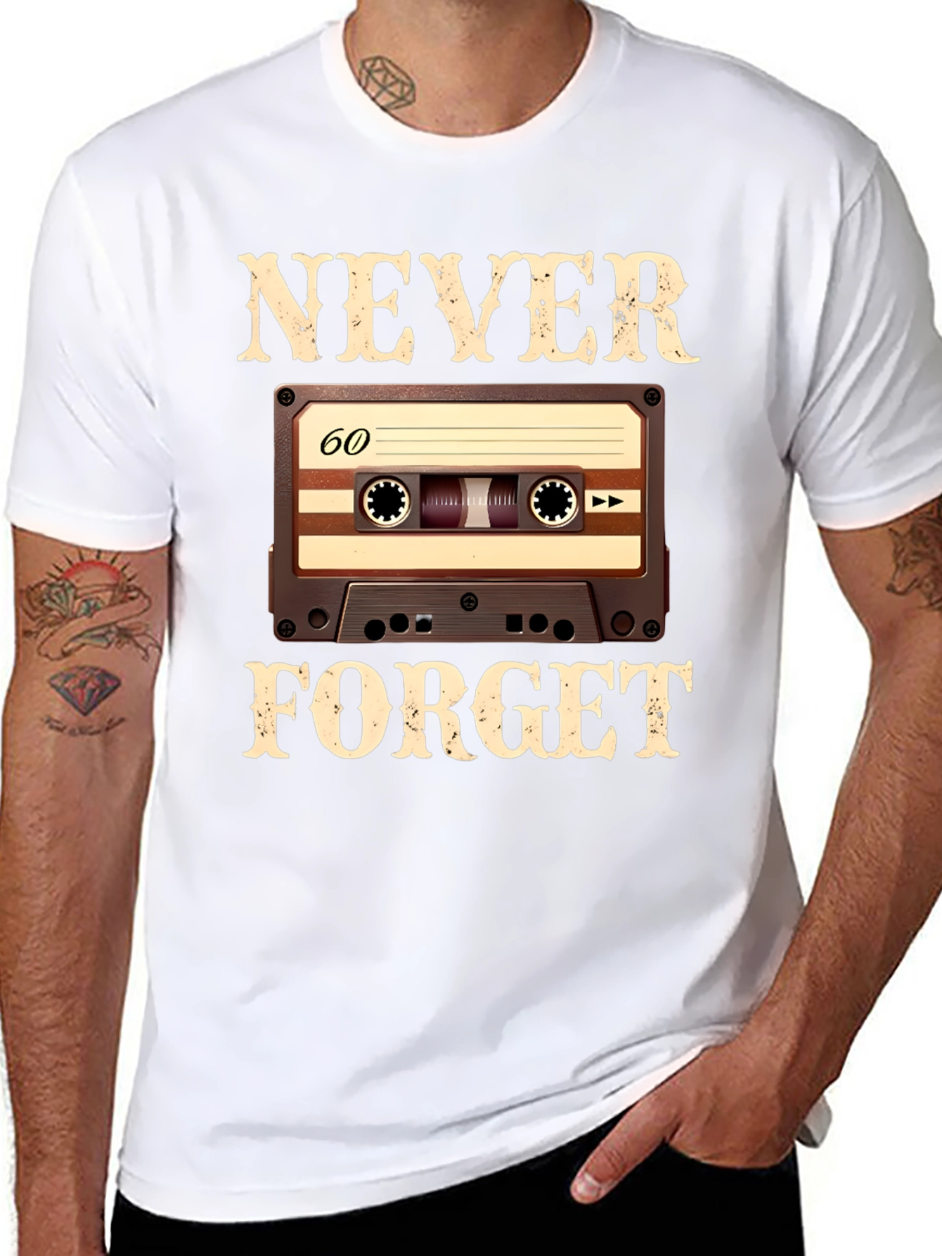 Black Never Forget Cassette Tape T-Shirt view 8
