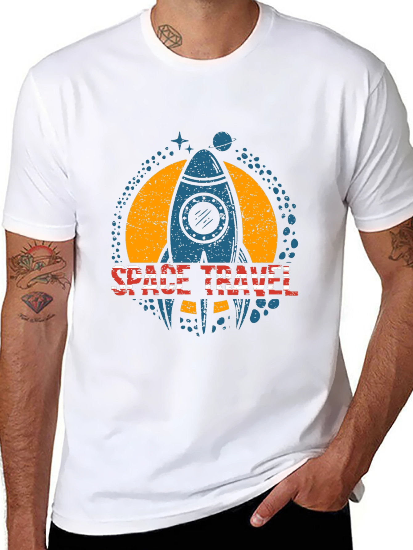Black Space Travel Graphic T-Shirt view 8