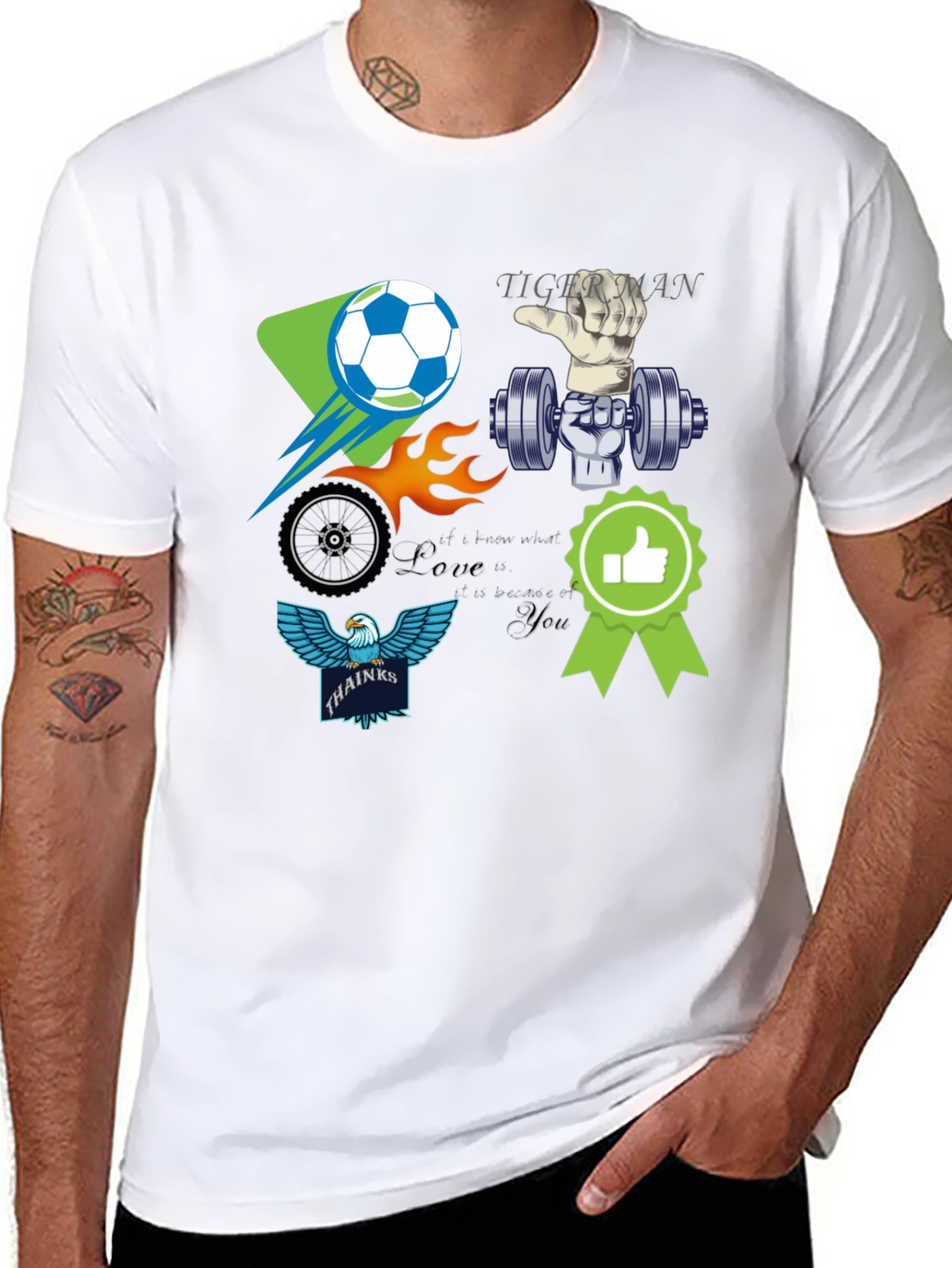 Black Unique Graphic T-Shirt - Soccer, Gym, Eagle Design view 8