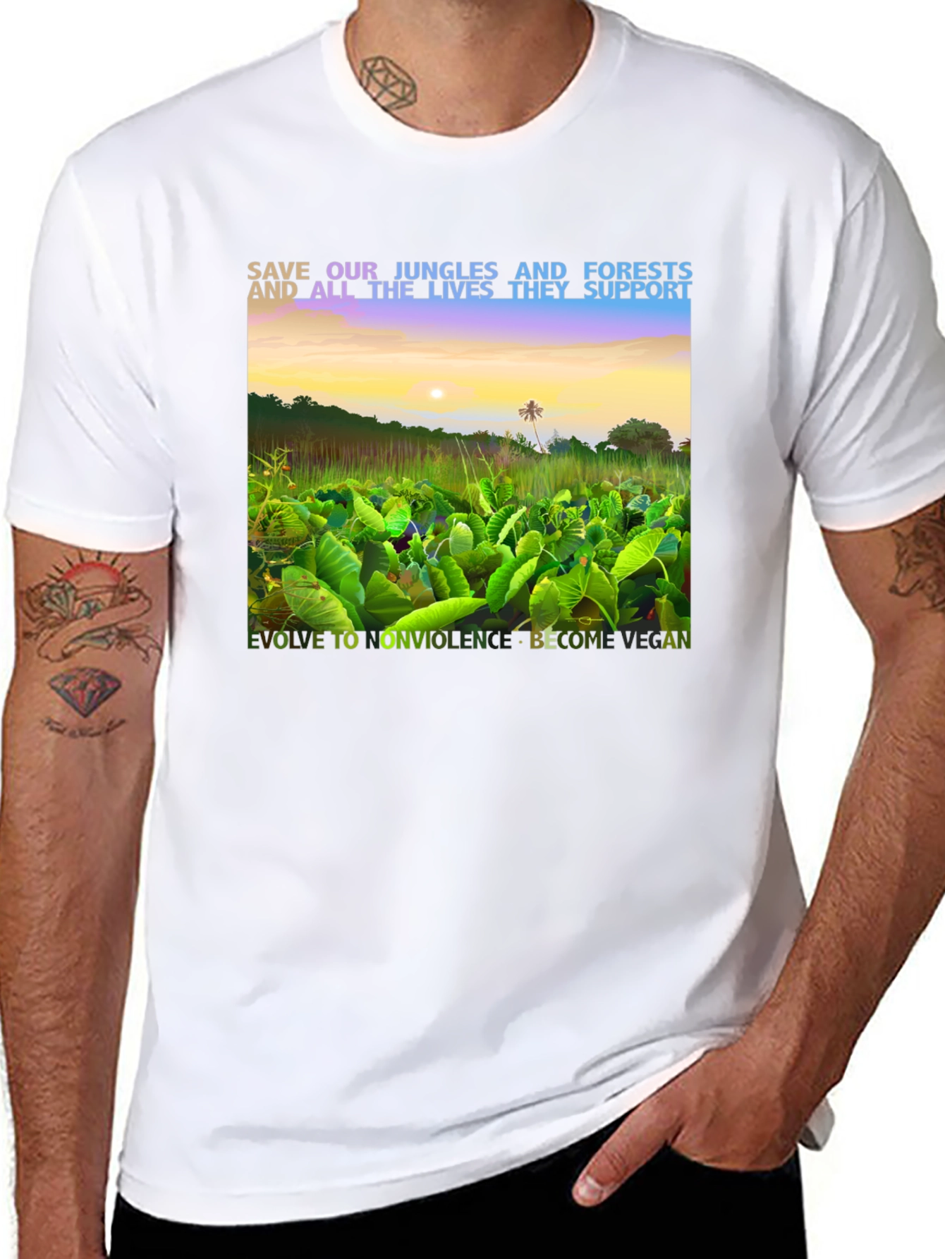 Black Save Our Jungles & Forests Vegan T-Shirt view 8