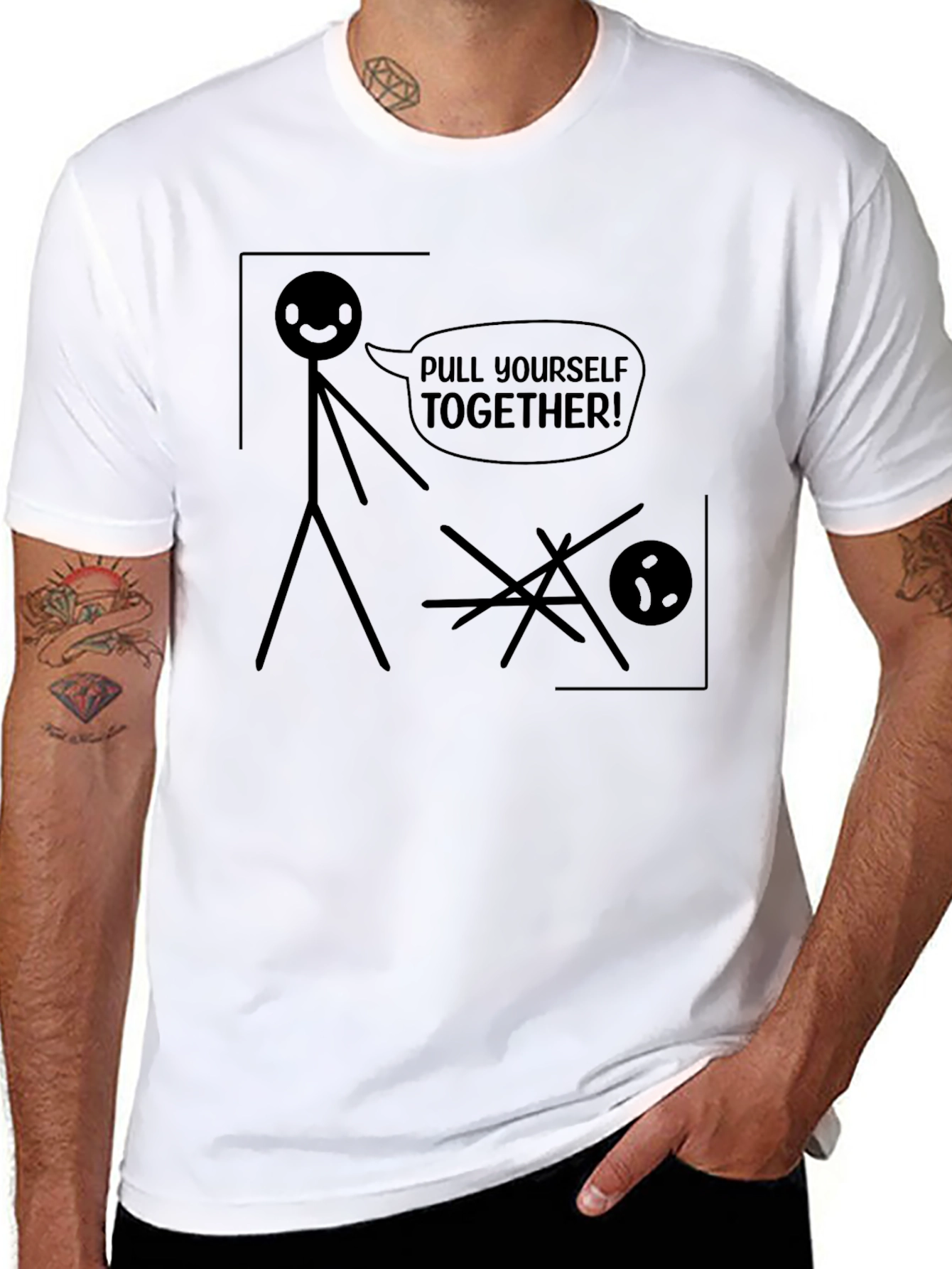 Black Pull Yourself Together Funny Graphic Tee view 8