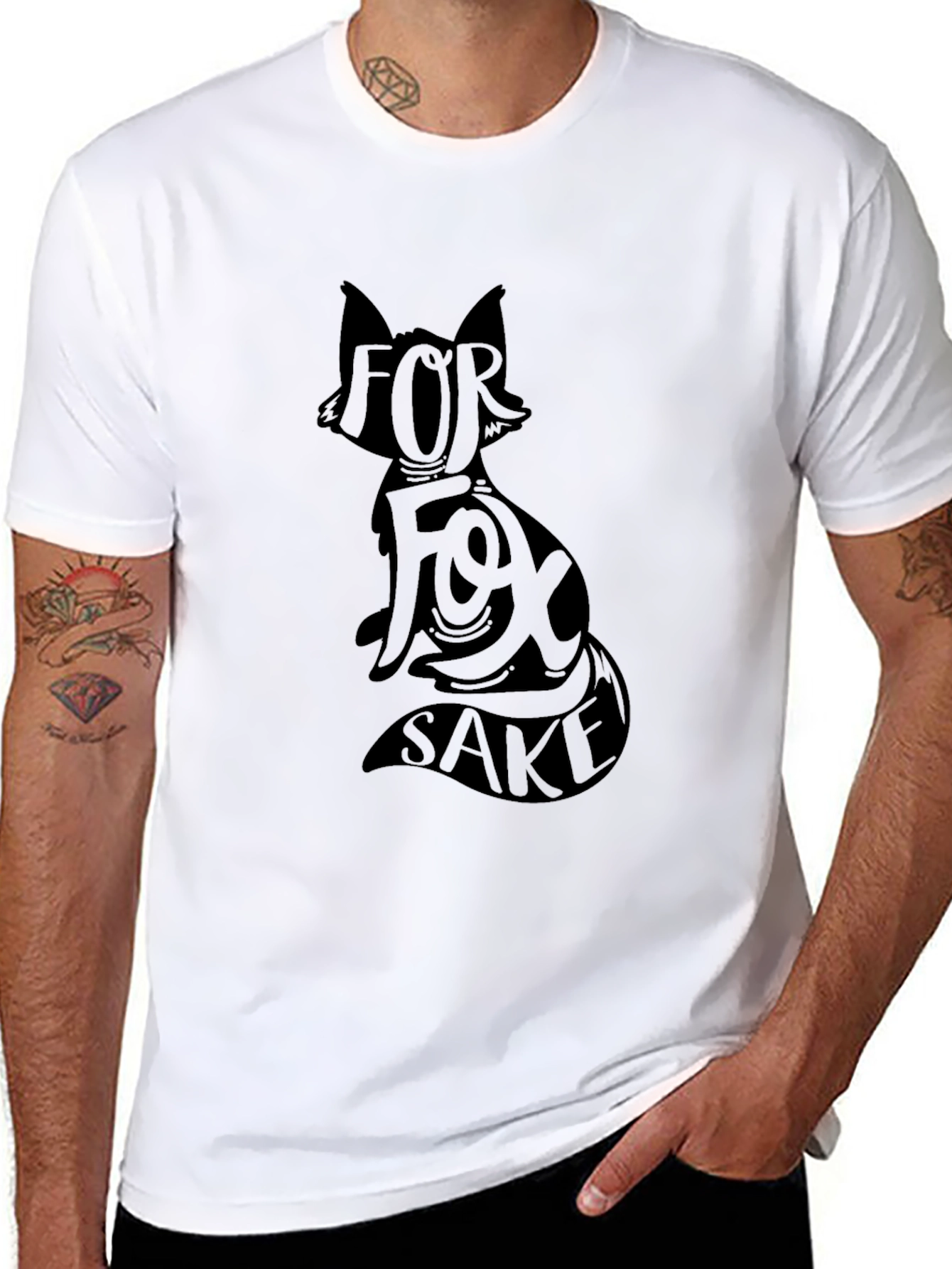 Black For Fox Sake Graphic T-Shirt - Black Cotton Tee view 8