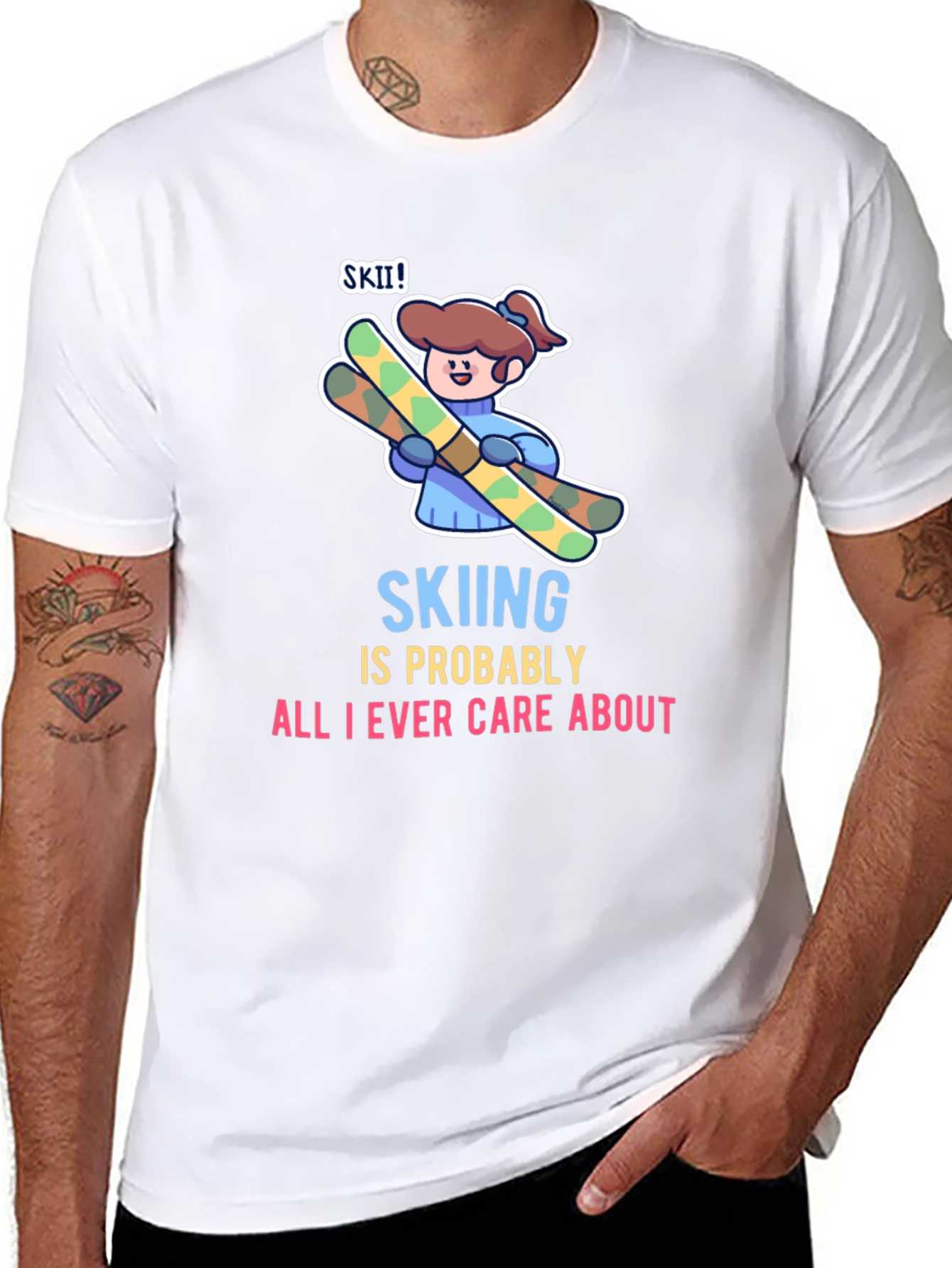 Black Skiing is All I Care About T-Shirt view 8
