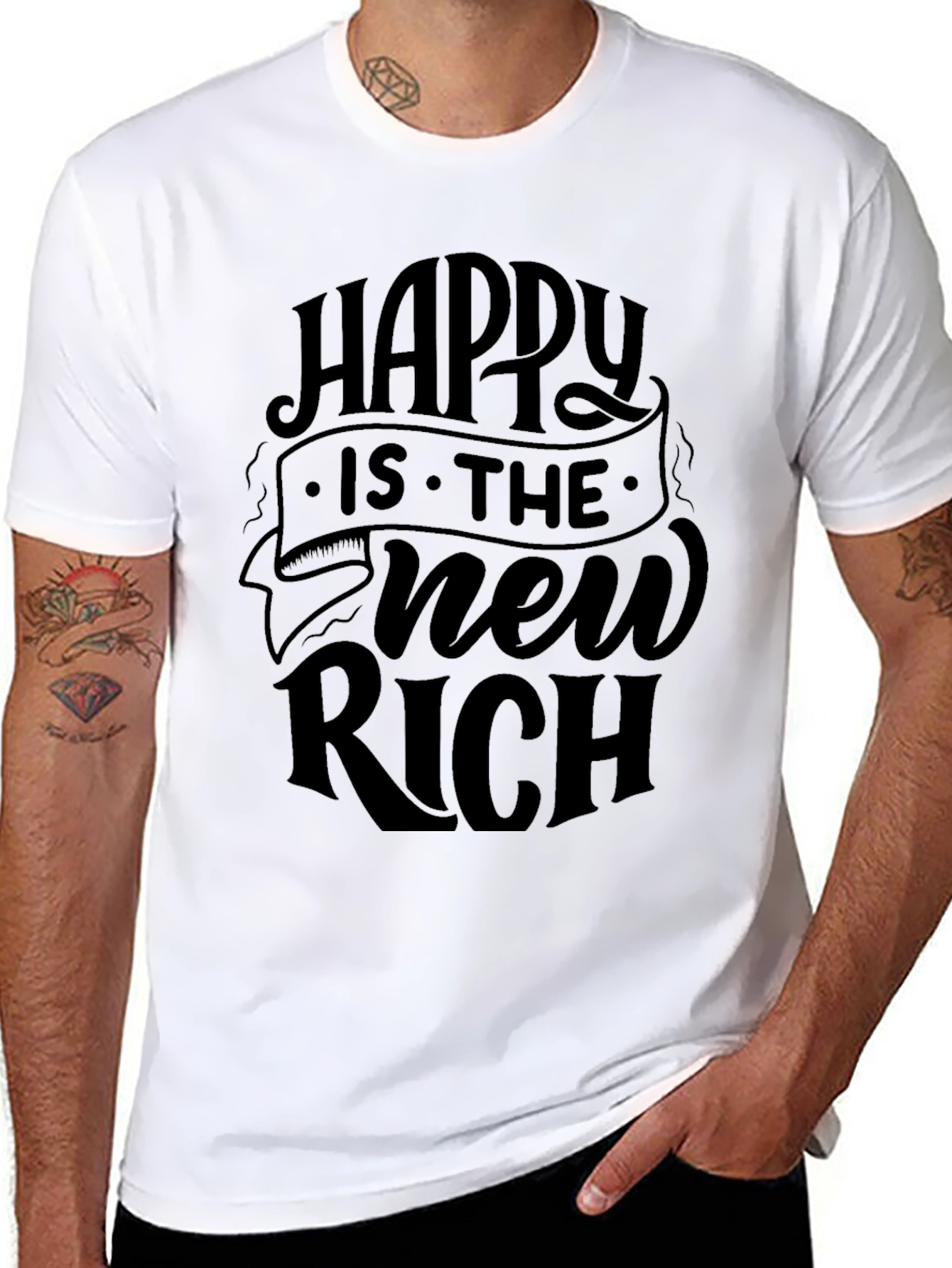 Black Happy is the New Rich Black T-Shirt view 8
