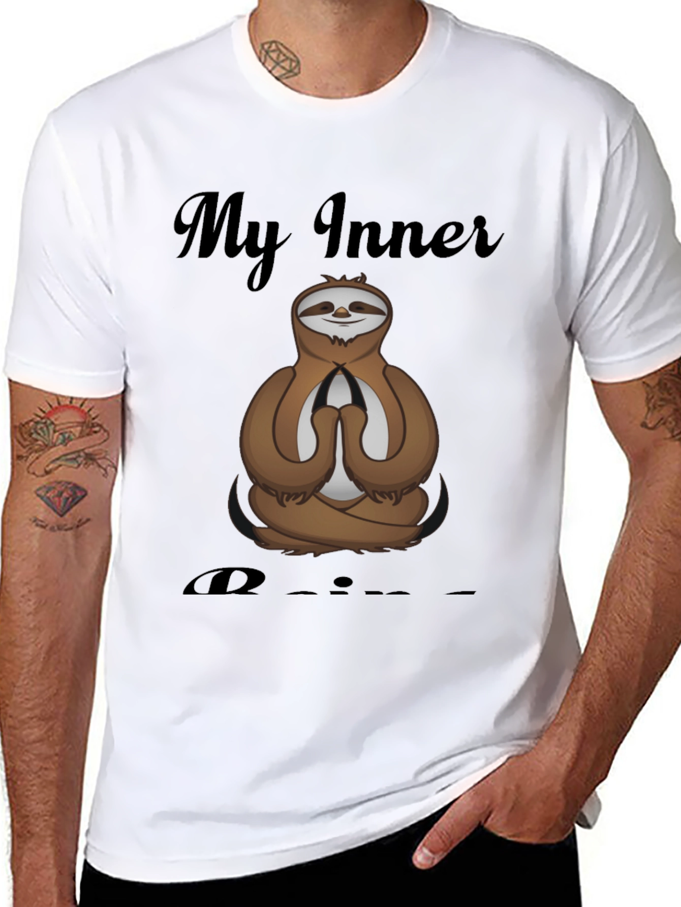 Black Zen Sloth T-Shirt - Inner Peace & Comfort view 8