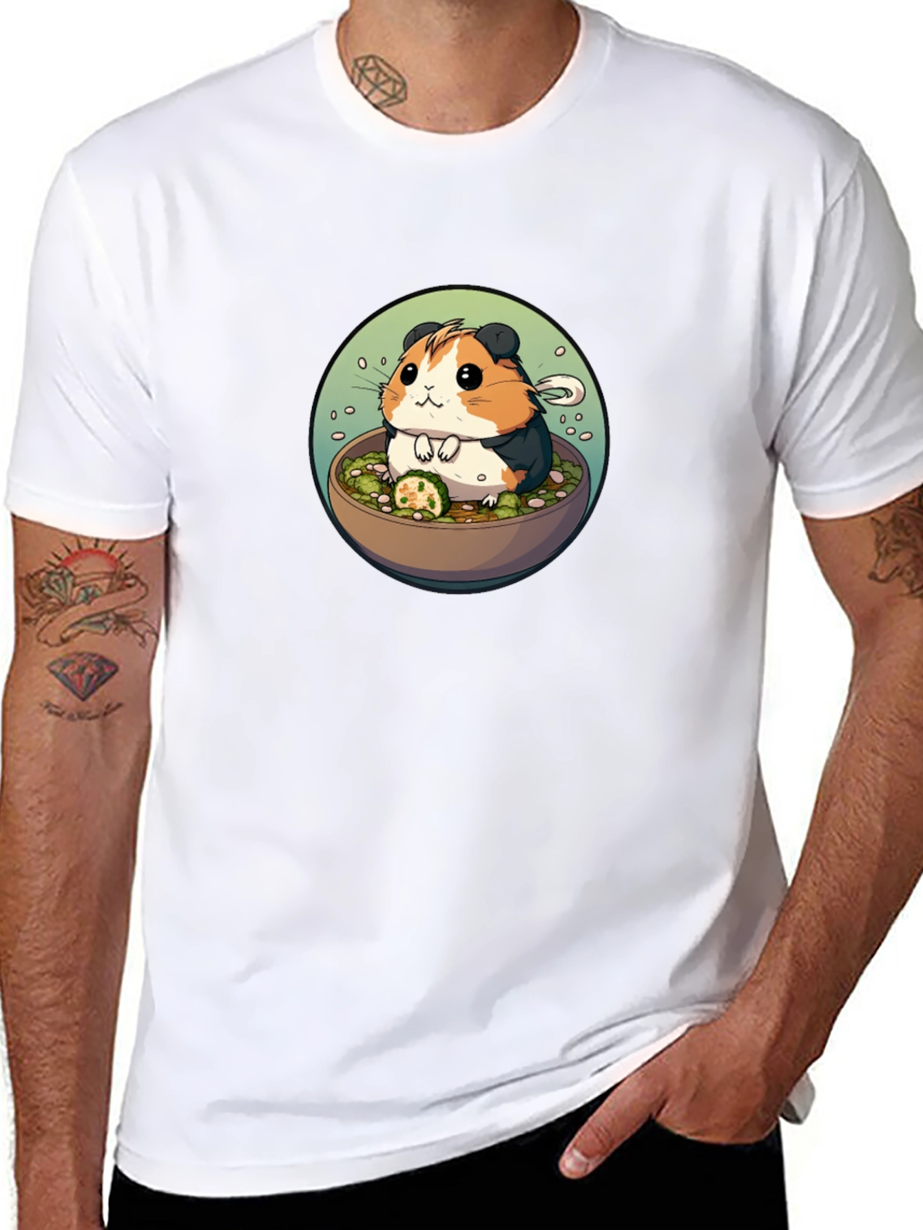 Black Guinea Pig Ramen Bowl T-Shirt view 8