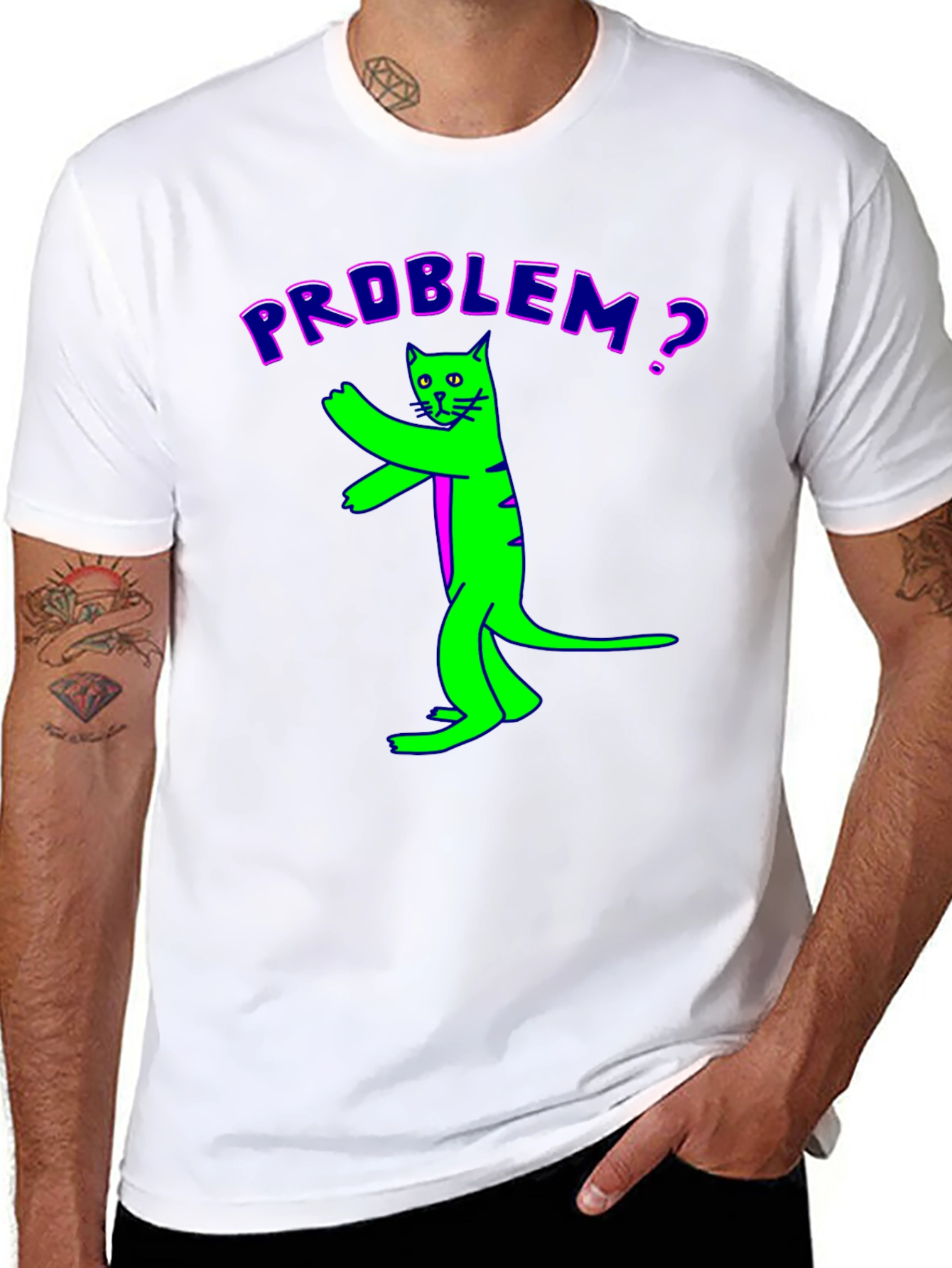 Black Problem Cat Graphic Tee - Unique Funny Design view 8