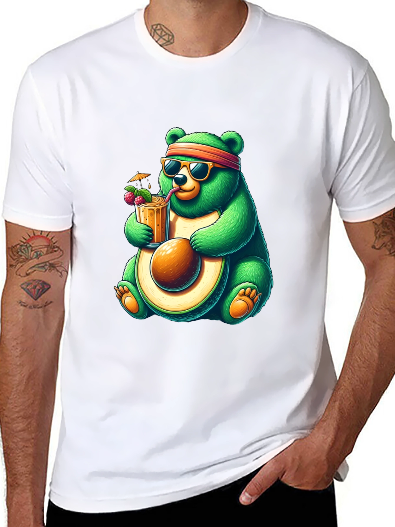 Black Bear Avocado Cocktail T-Shirt - Quirky Graphic Tee view 8