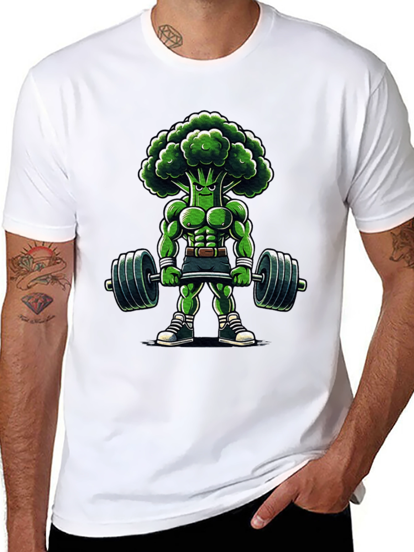 Black Broccoli Bodybuilder T-Shirt view 8