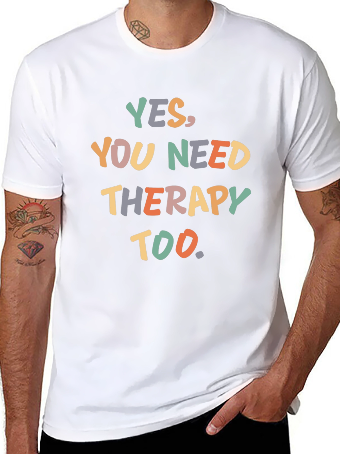 Black Yes, You Need Therapy Too T-Shirt - Funny Sarcastic Tee view 8