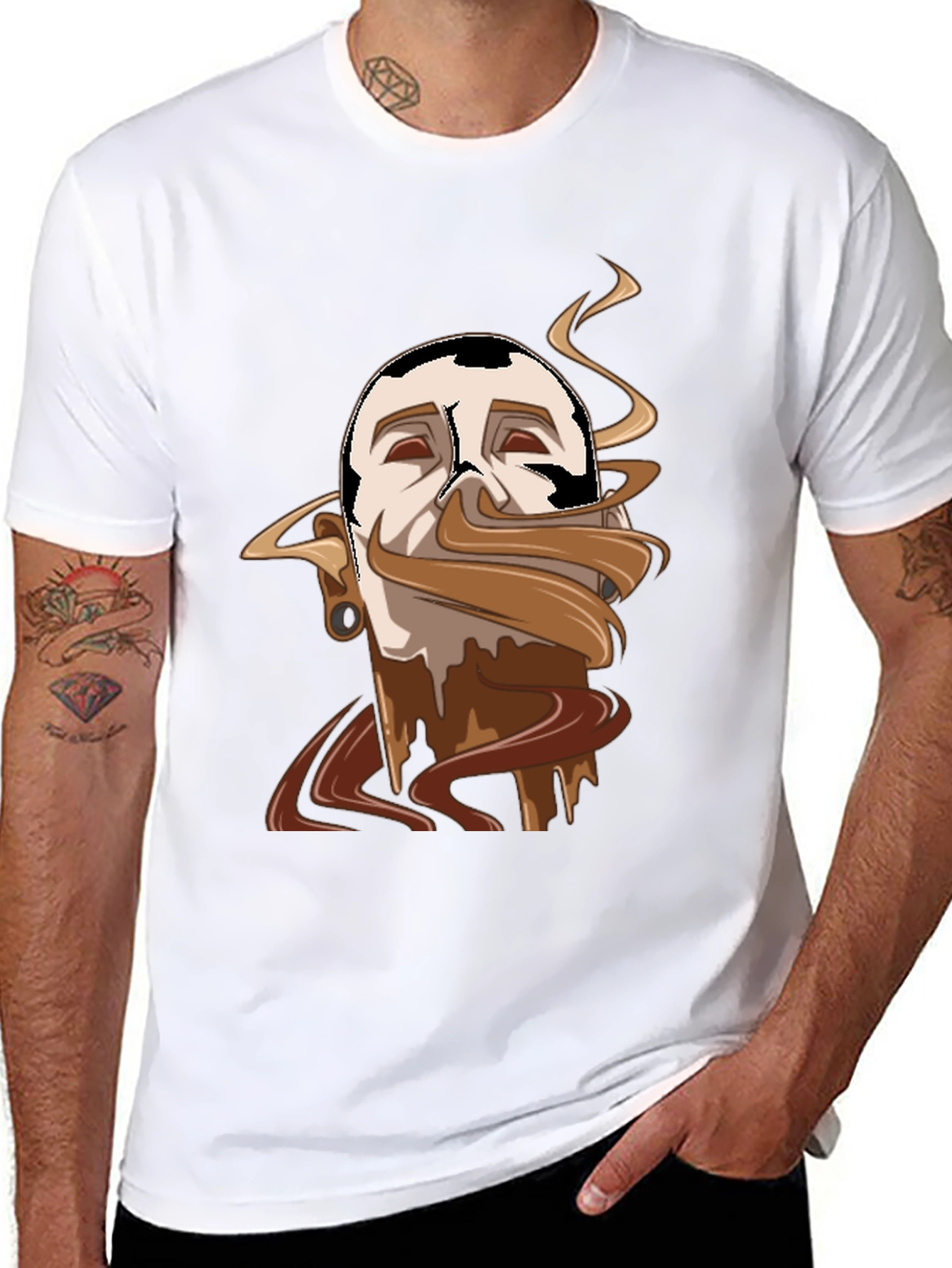 Black Chocolate Lover Tee - Melted Mustache Design view 8