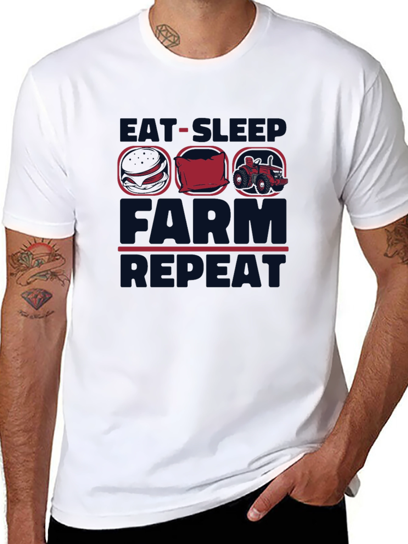 Eat Sleep Farm Repeat Graphic Tee - 8
